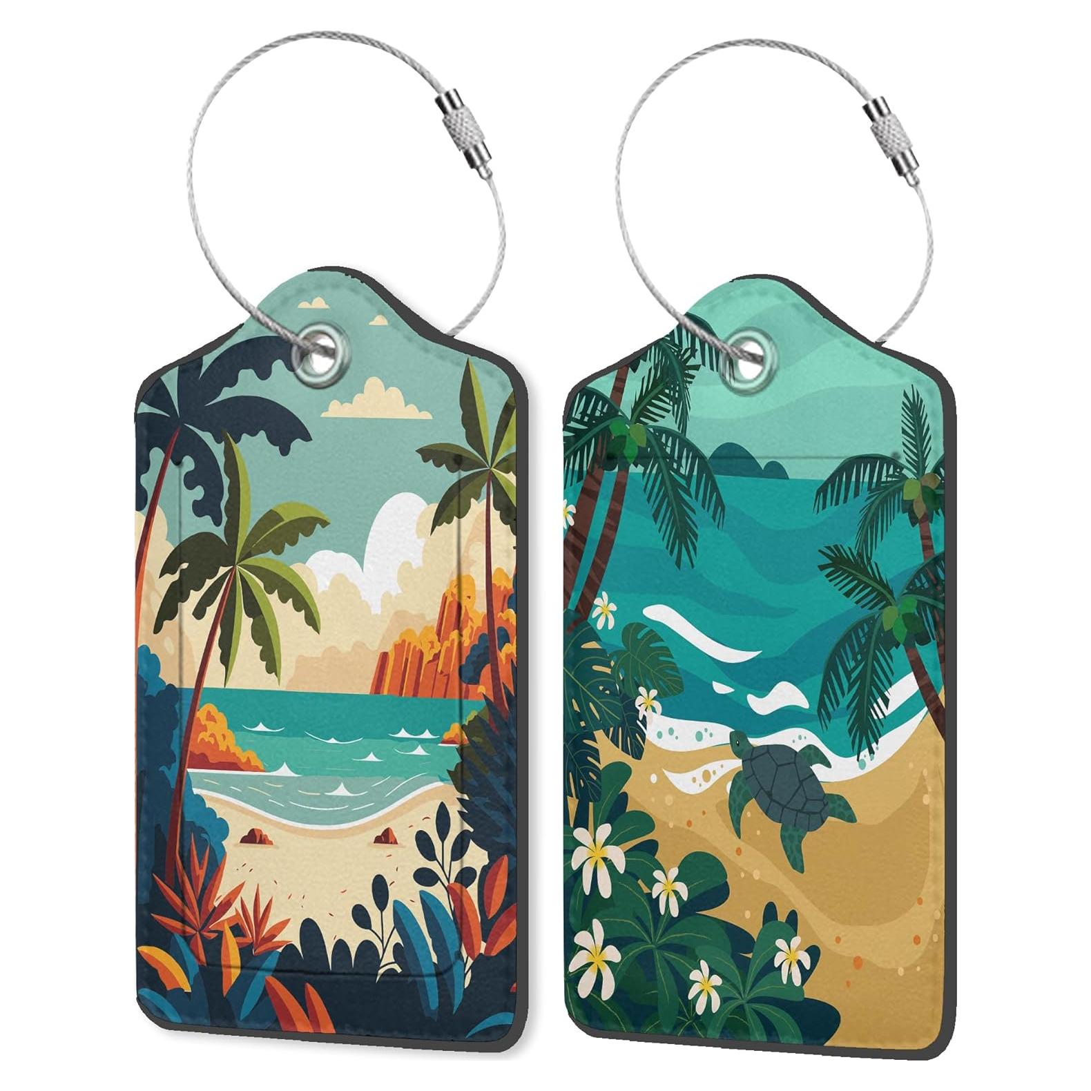 Etiquetas de Equipaje DEMACYA 2 Piezas Cuero Tortuga Playa