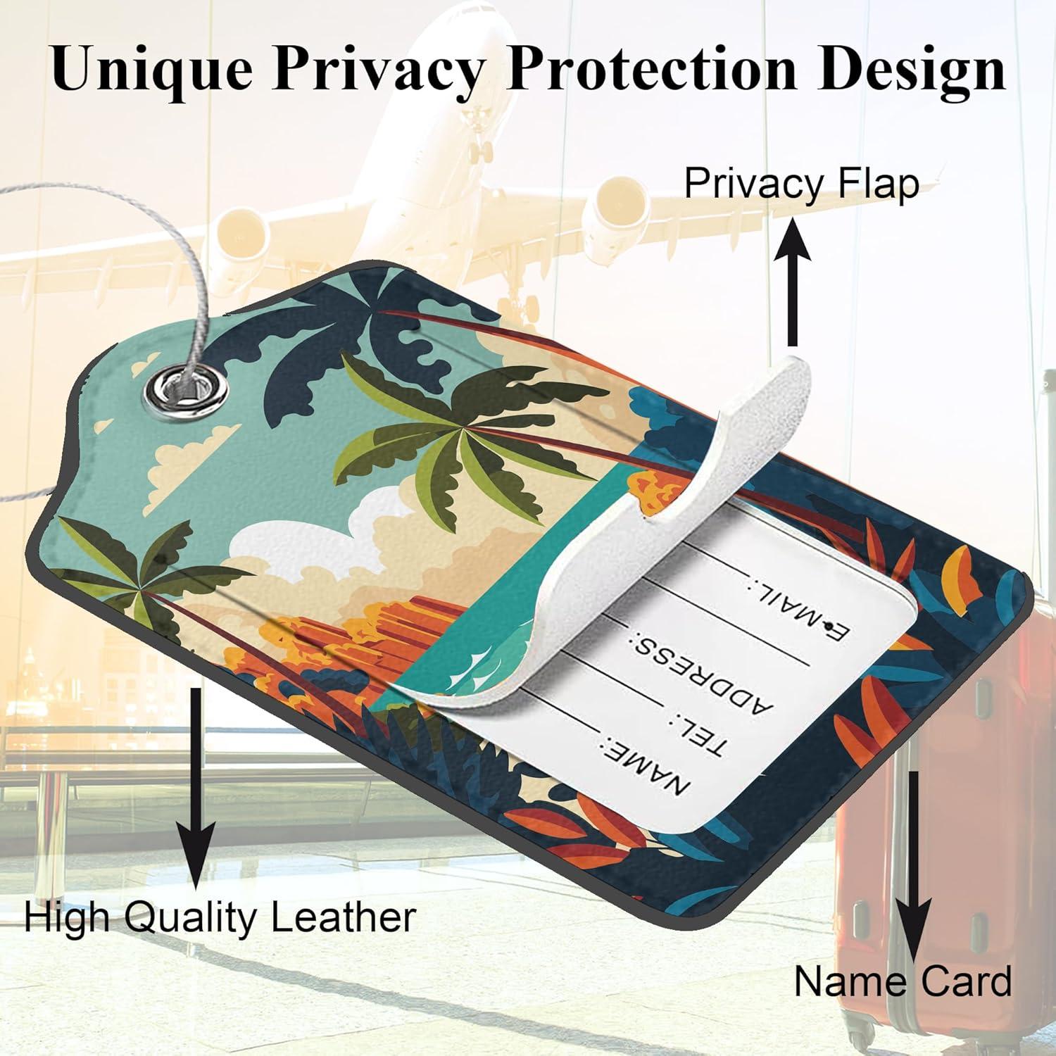 Etiquetas de Equipaje DEMACYA 2 Piezas Cuero Tortuga Playa