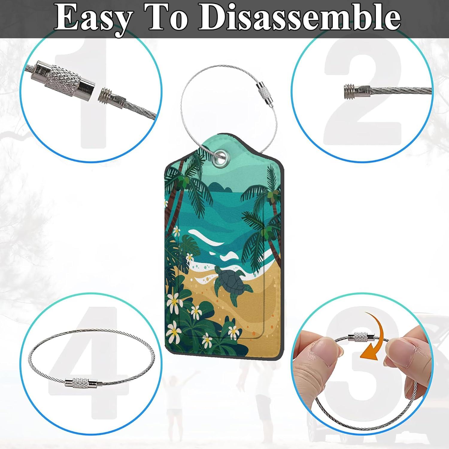 Etiquetas de Equipaje DEMACYA 2 Piezas Cuero Tortuga Playa