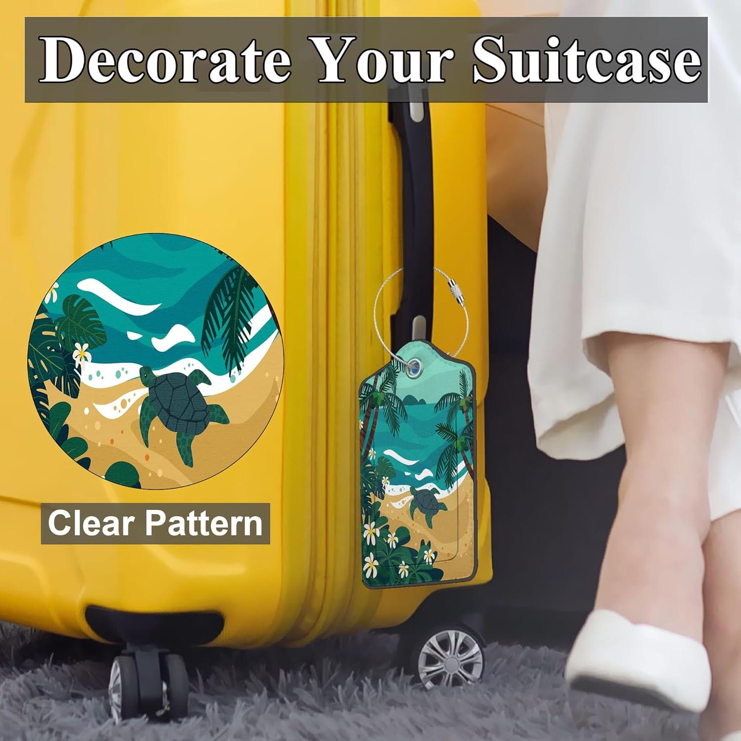 Etiquetas de Equipaje DEMACYA 2 Piezas Cuero Tortuga Playa