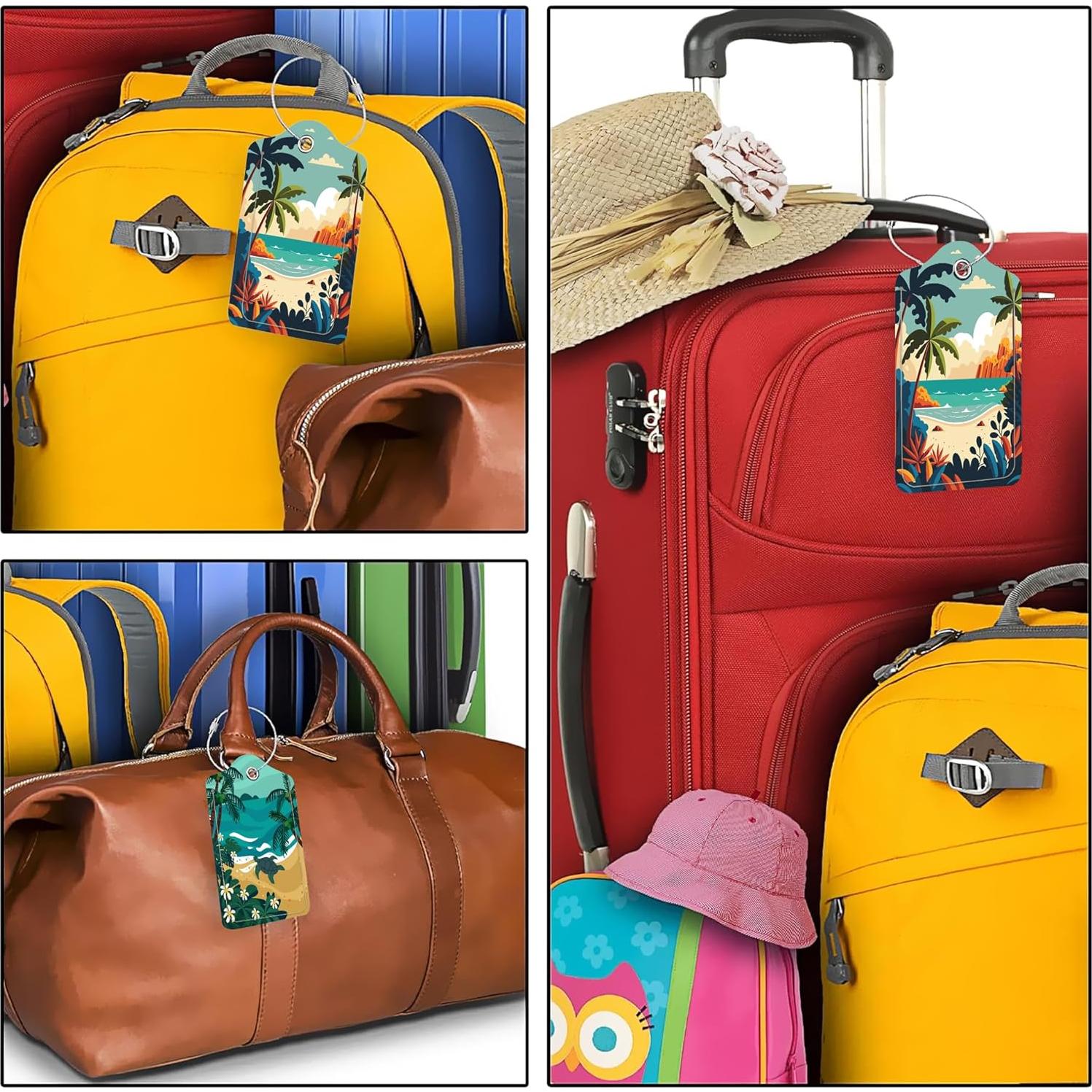 Etiquetas de Equipaje DEMACYA 2 Piezas Cuero Tortuga Playa