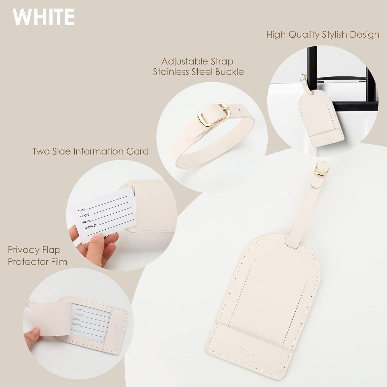 Etiquetas de Equipaje de Cuero Sintético GELVTIC - 2 Paquetes