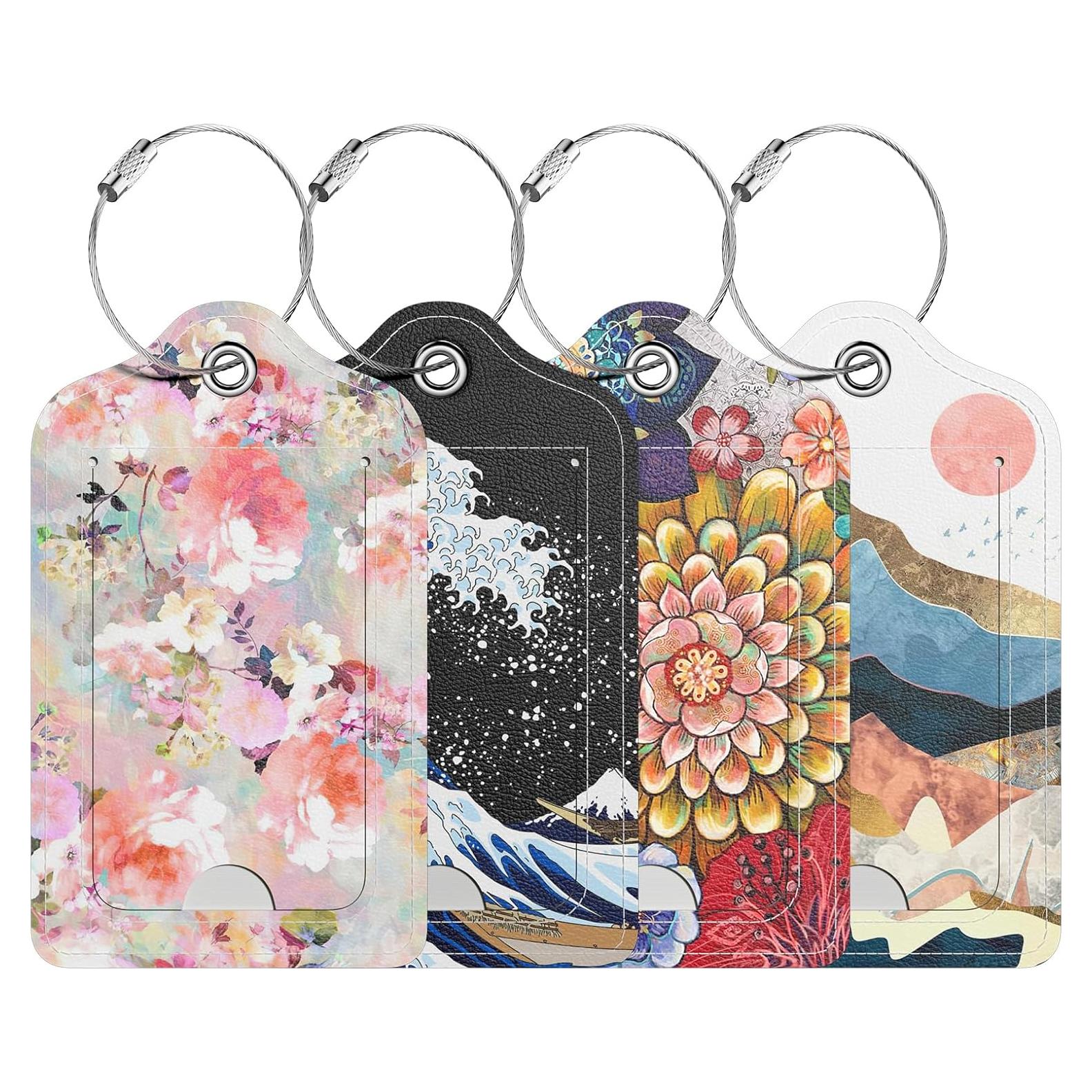 4 Etiquetas de Equipaje de Cuero PU Hsxnam - Diseño Moderno