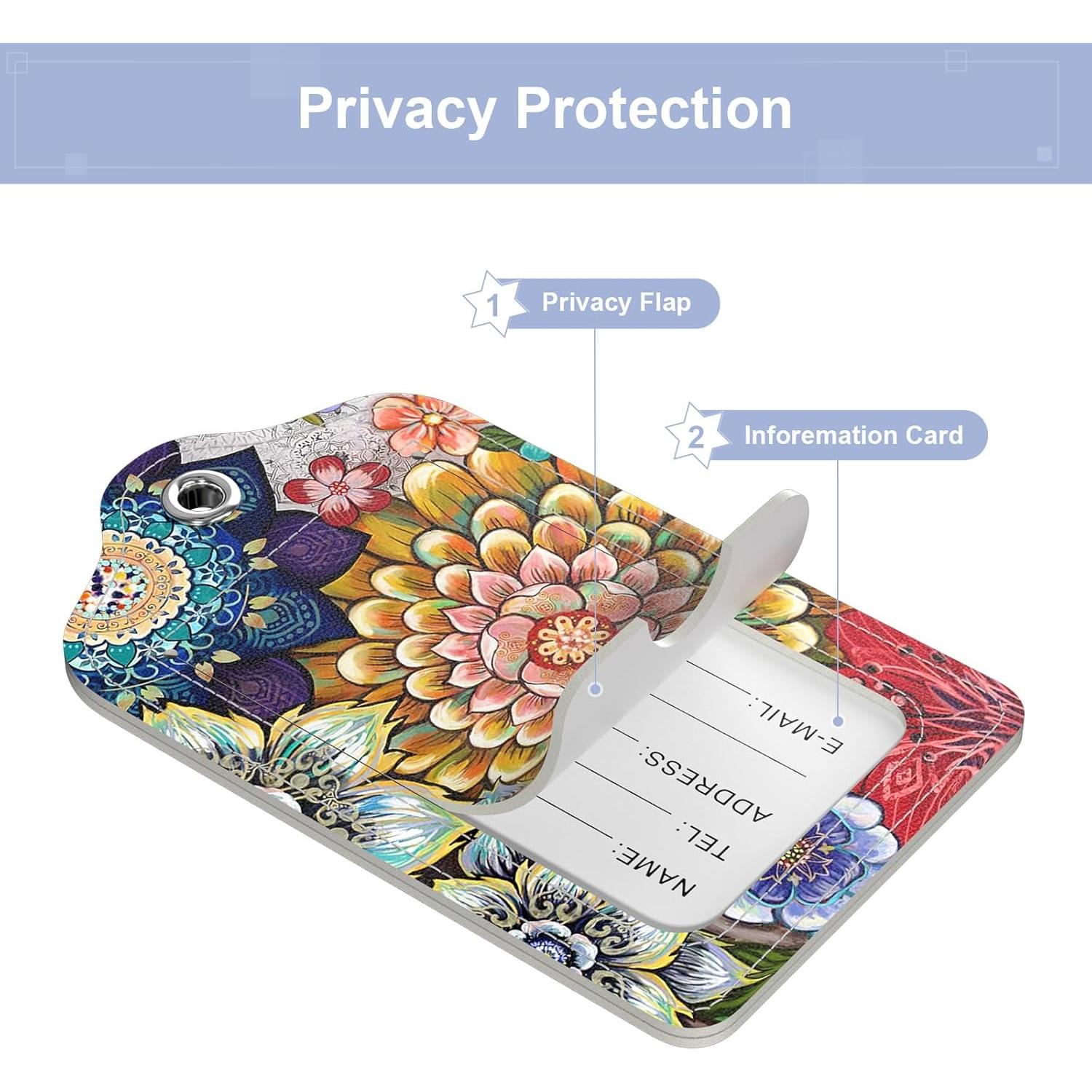 4 Etiquetas de Equipaje de Cuero PU Hsxnam - Diseño Moderno