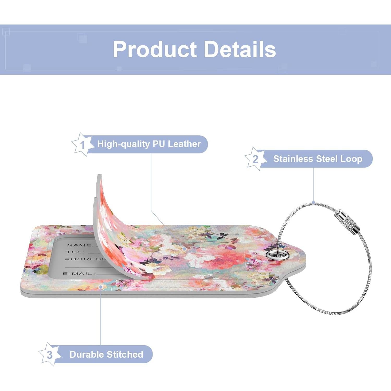 4 Etiquetas de Equipaje de Cuero PU Hsxnam - Diseño Moderno