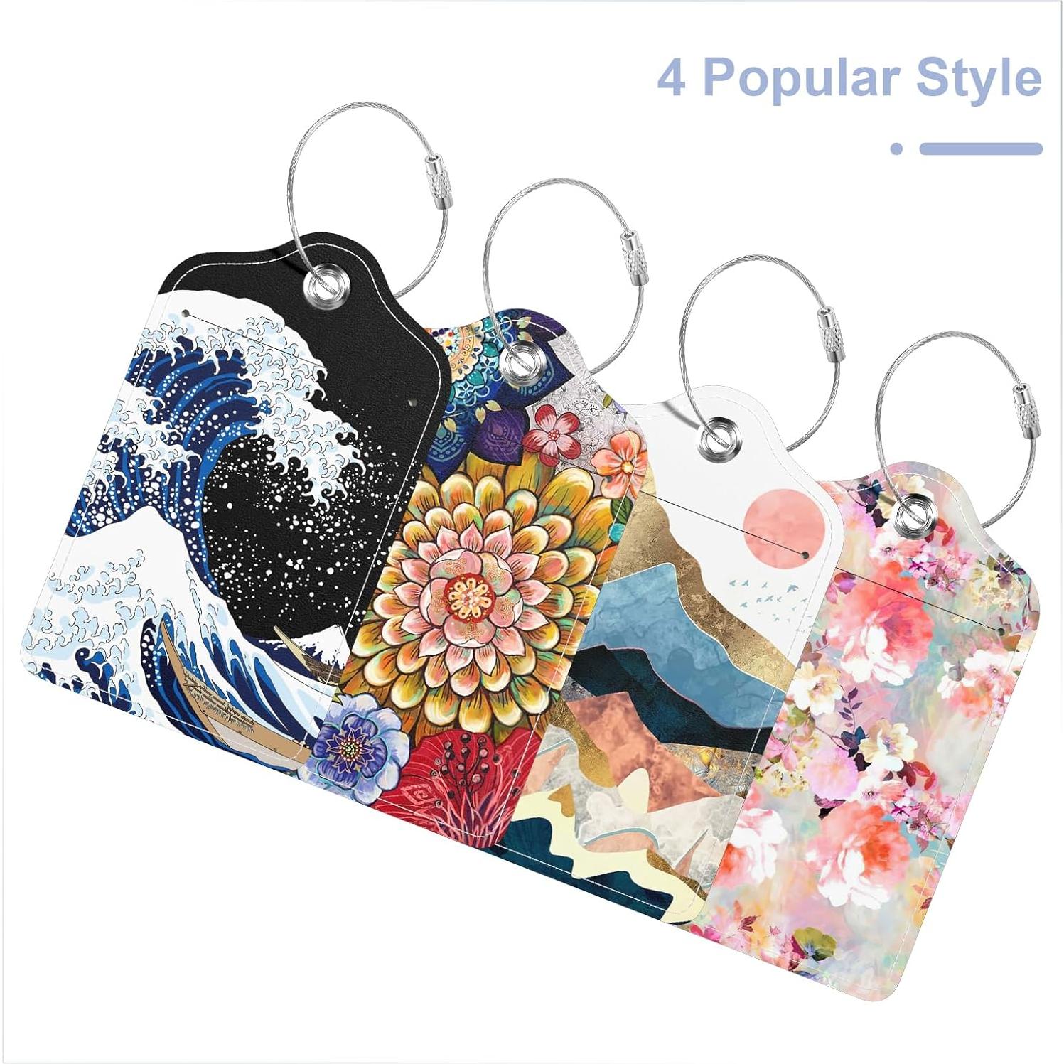 4 Etiquetas de Equipaje de Cuero PU Hsxnam - Diseño Moderno