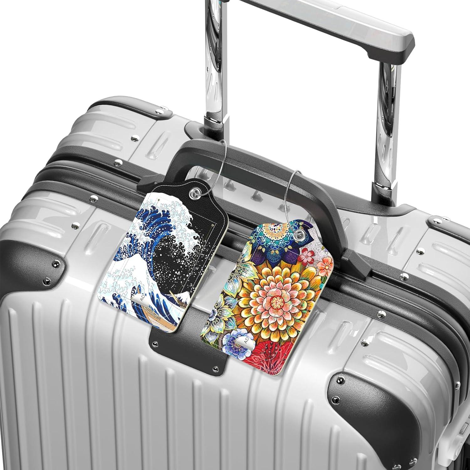 4 Etiquetas de Equipaje de Cuero PU Hsxnam - Diseño Moderno