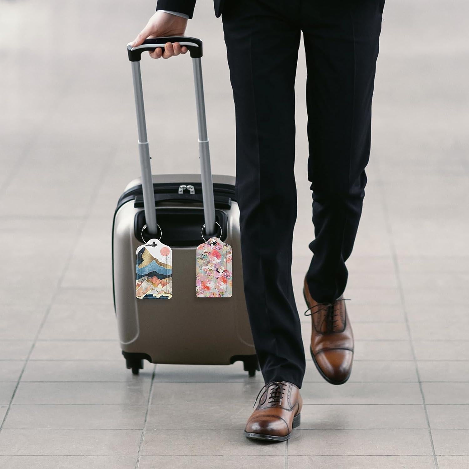 4 Etiquetas de Equipaje de Cuero PU Hsxnam - Diseño Moderno