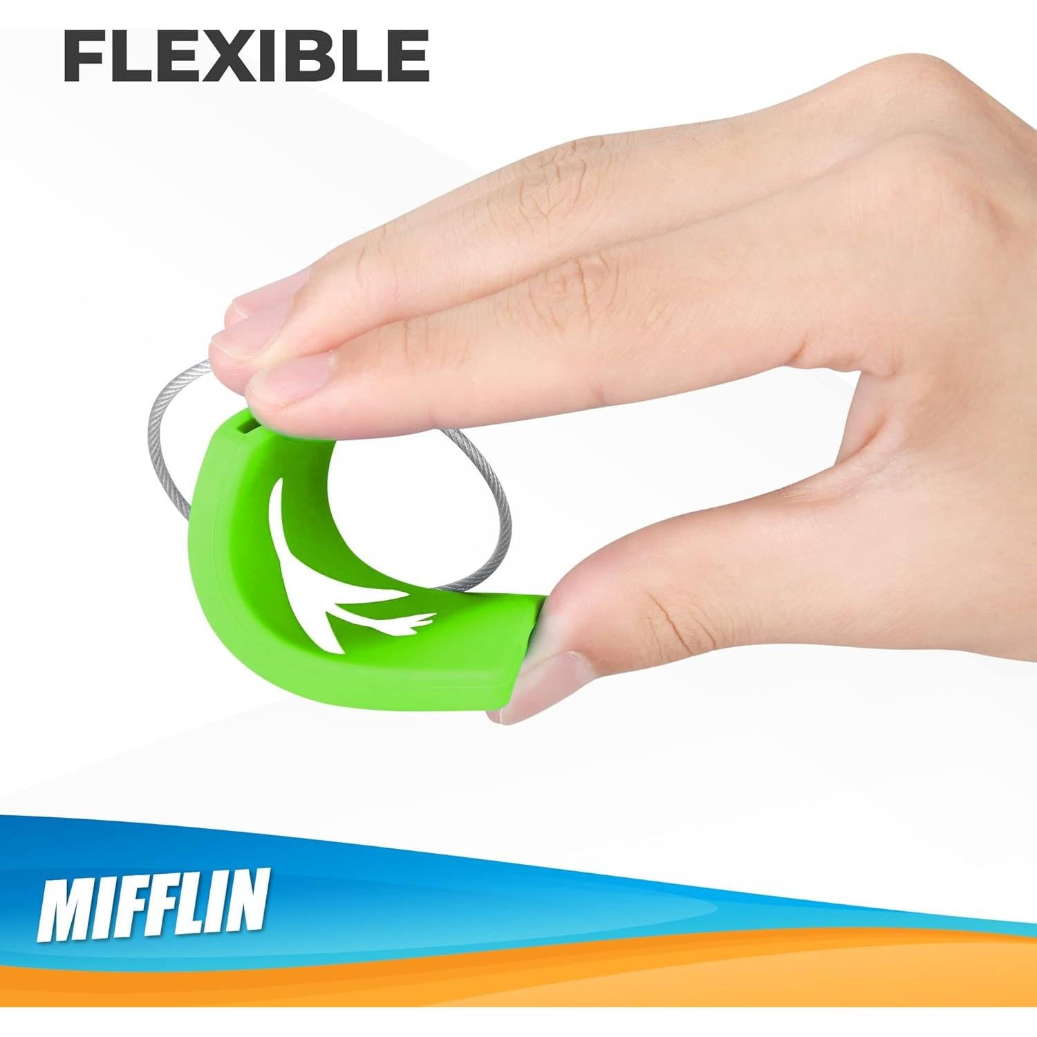 Mifflin-USA Silicone Luggage Tags (Green, 2 Pack) with Plane Embedded Design & Name ID Card; Bright Colors to Quickly Find Your Bag