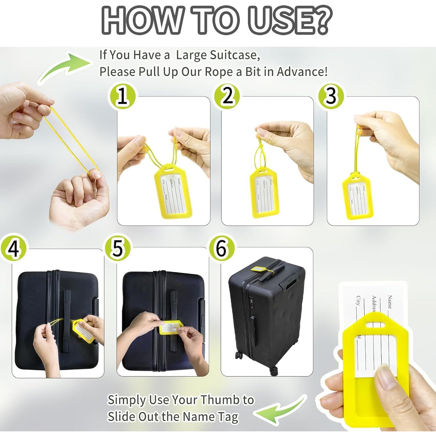 Etiquetas de Equipaje QOIUSO - Paquete de 6 Colores Impermeables