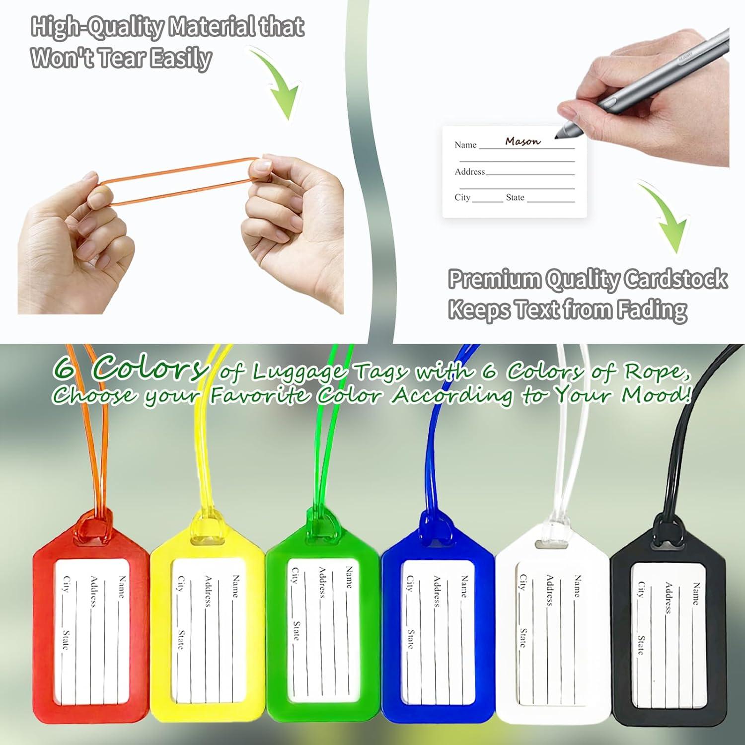 Etiquetas de Equipaje QOIUSO - Paquete de 6 Colores Impermeables