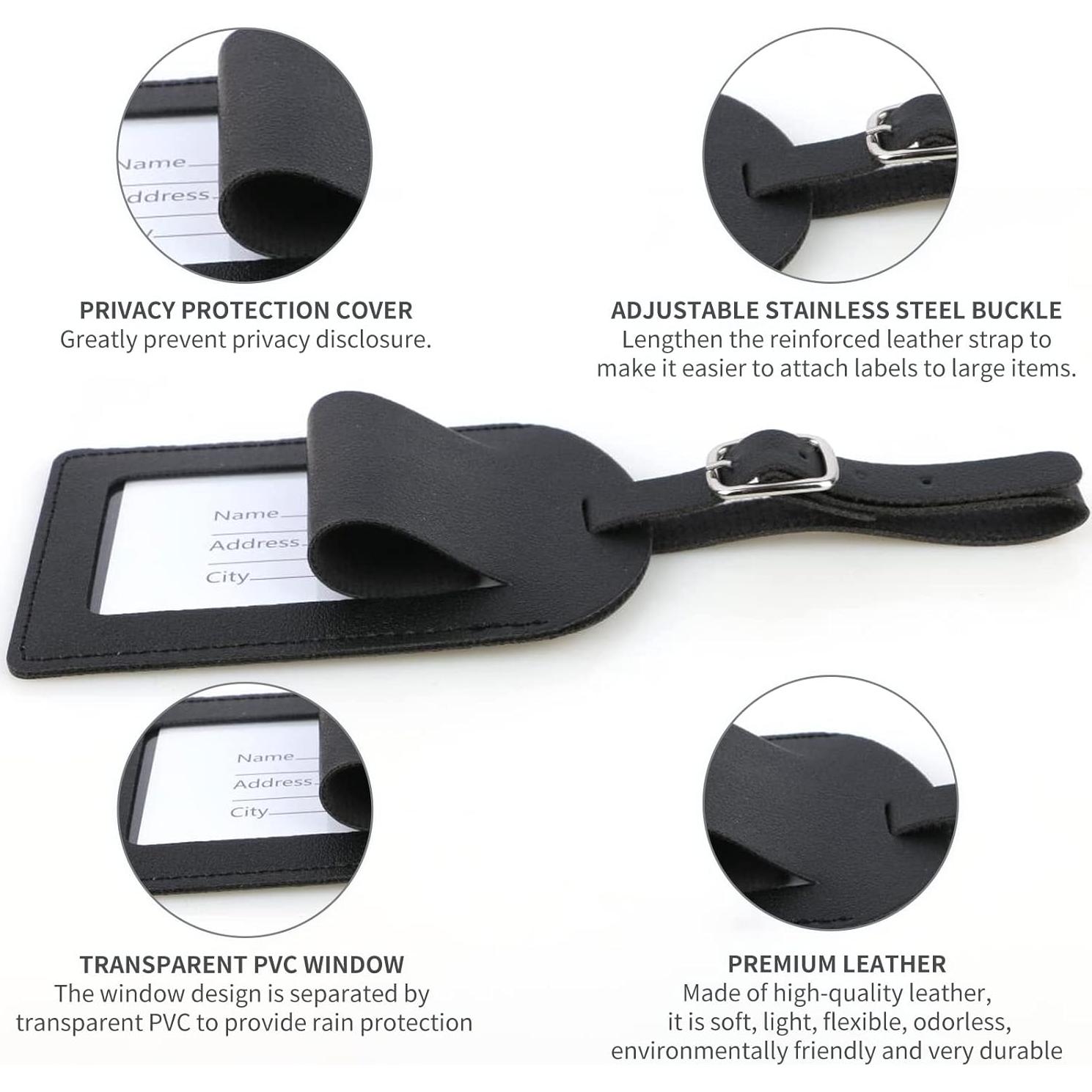 5 Etiquetas de Equipaje de Cuero PU N-E con Privacidad