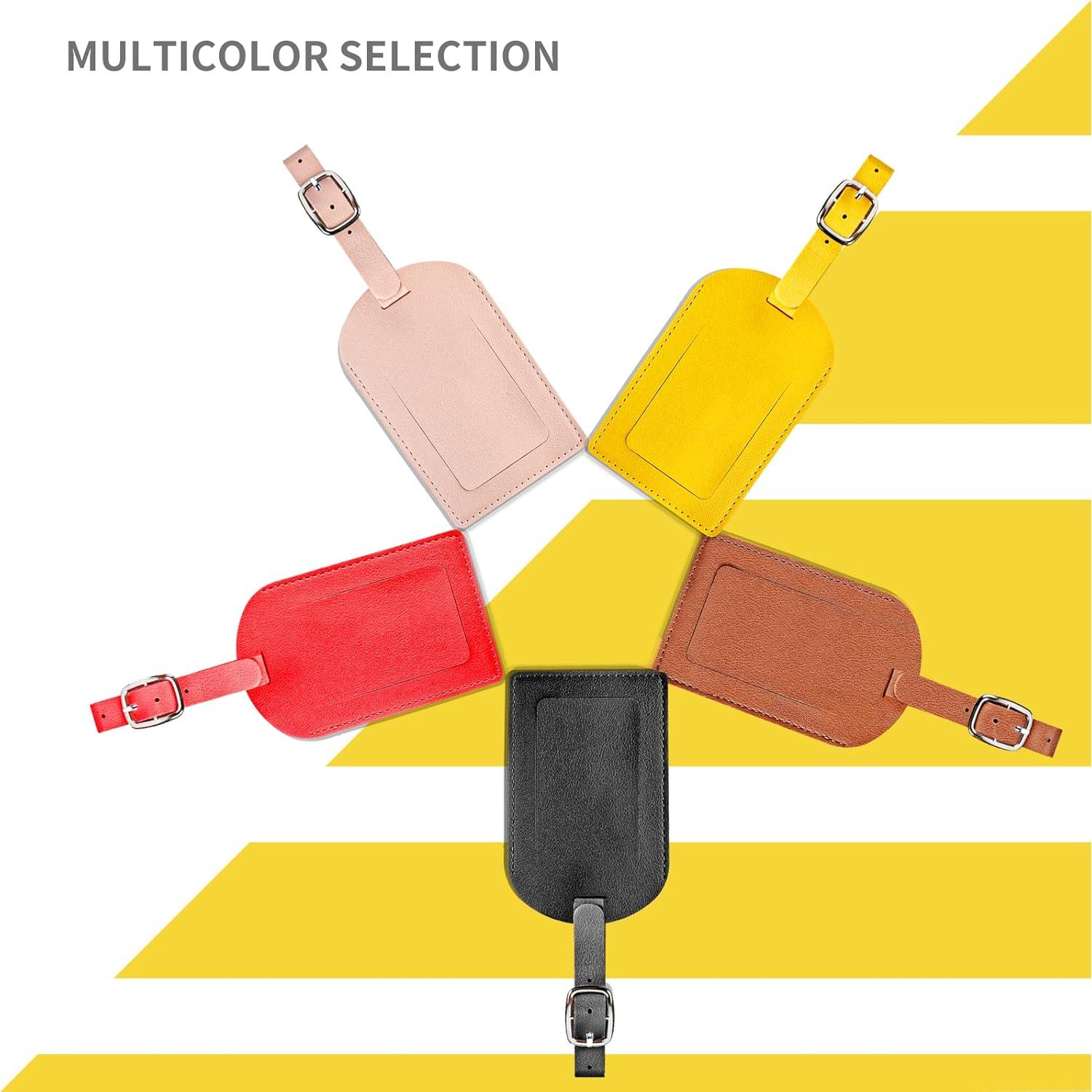 5 Etiquetas de Equipaje de Cuero PU N-E con Privacidad