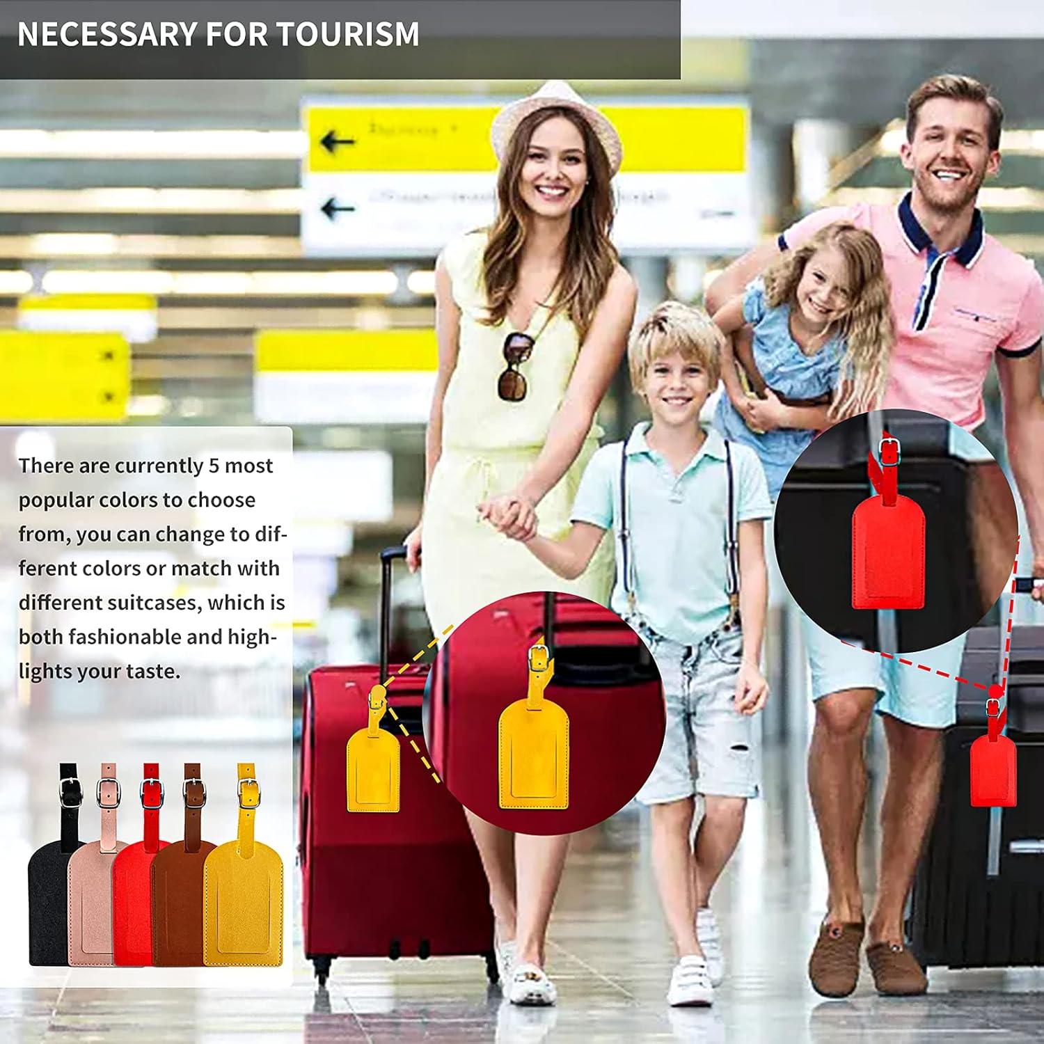 5 Etiquetas de Equipaje de Cuero PU N-E con Privacidad