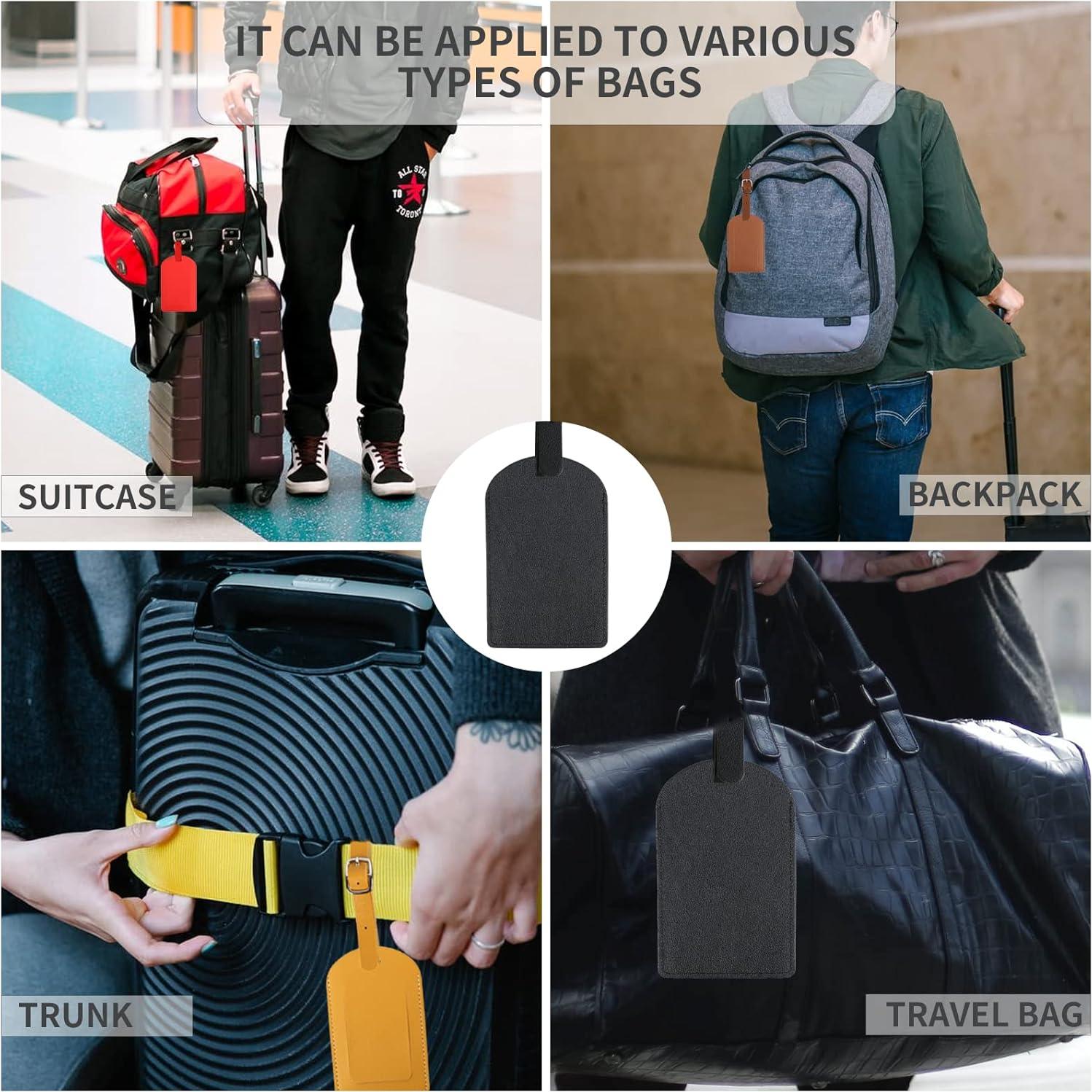 5 Etiquetas de Equipaje de Cuero PU N-E con Privacidad