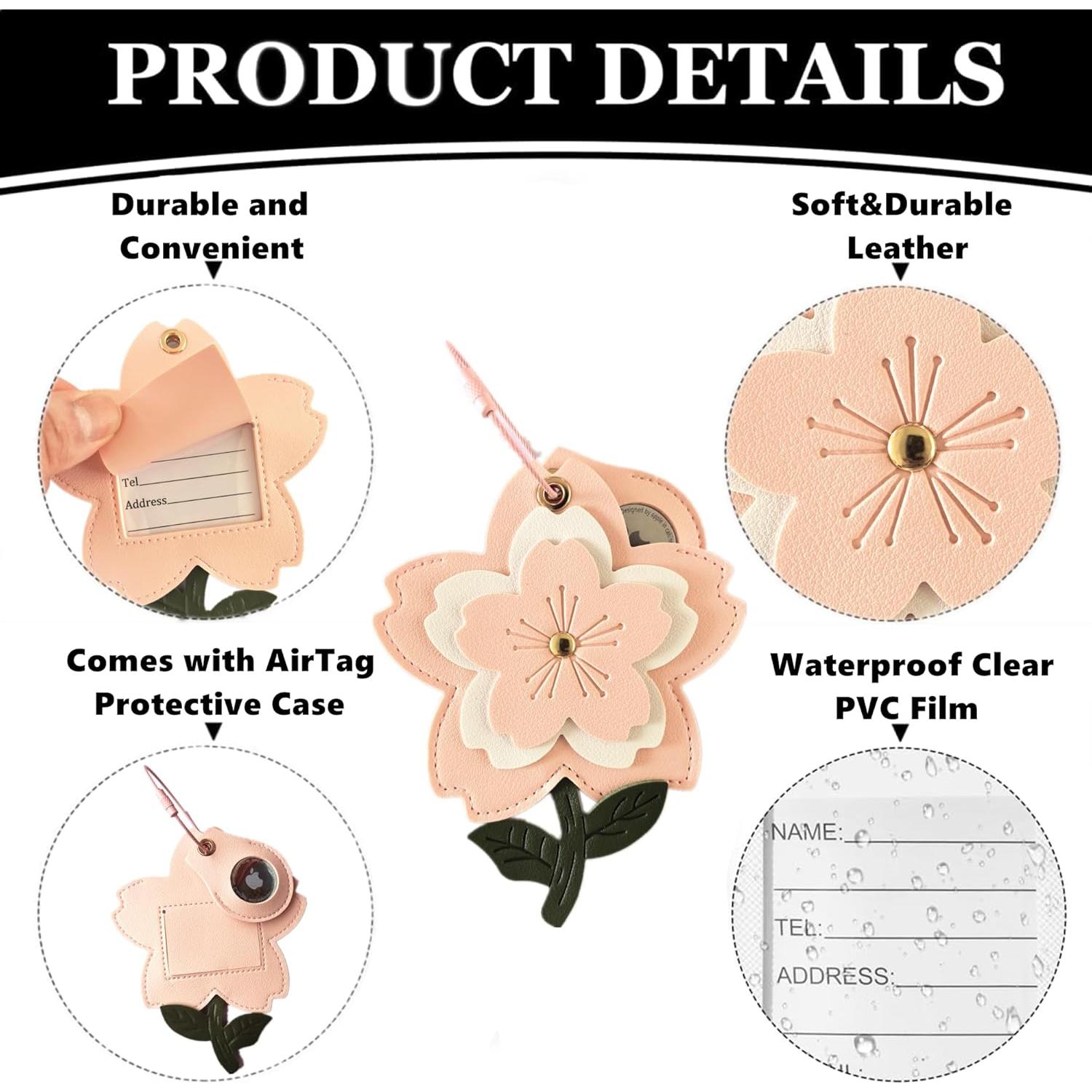 Soporte de Etiqueta de Equipaje ZOUITY con Estuche para AirTag Rosa