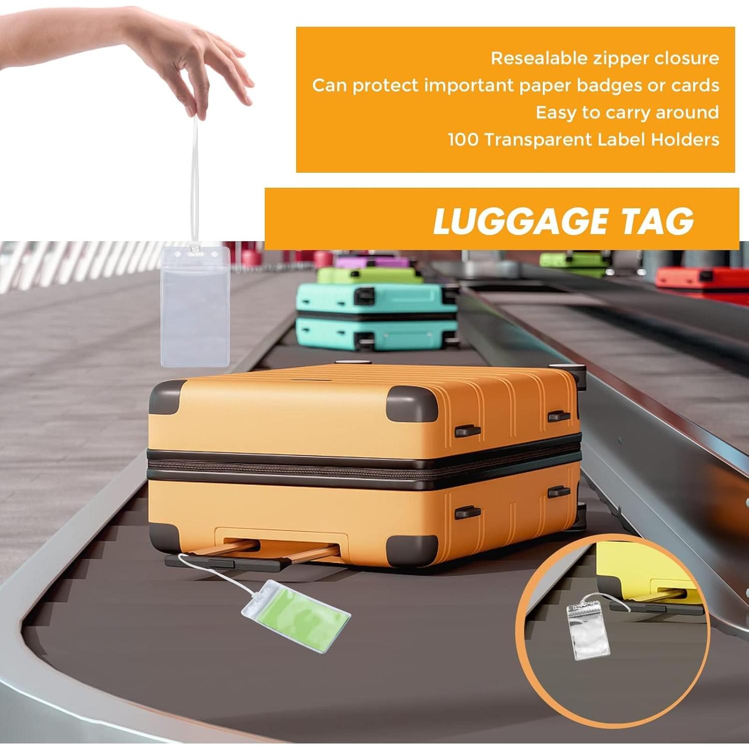 100 Soportes de Etiquetas Transparentes WYOMER con Correas