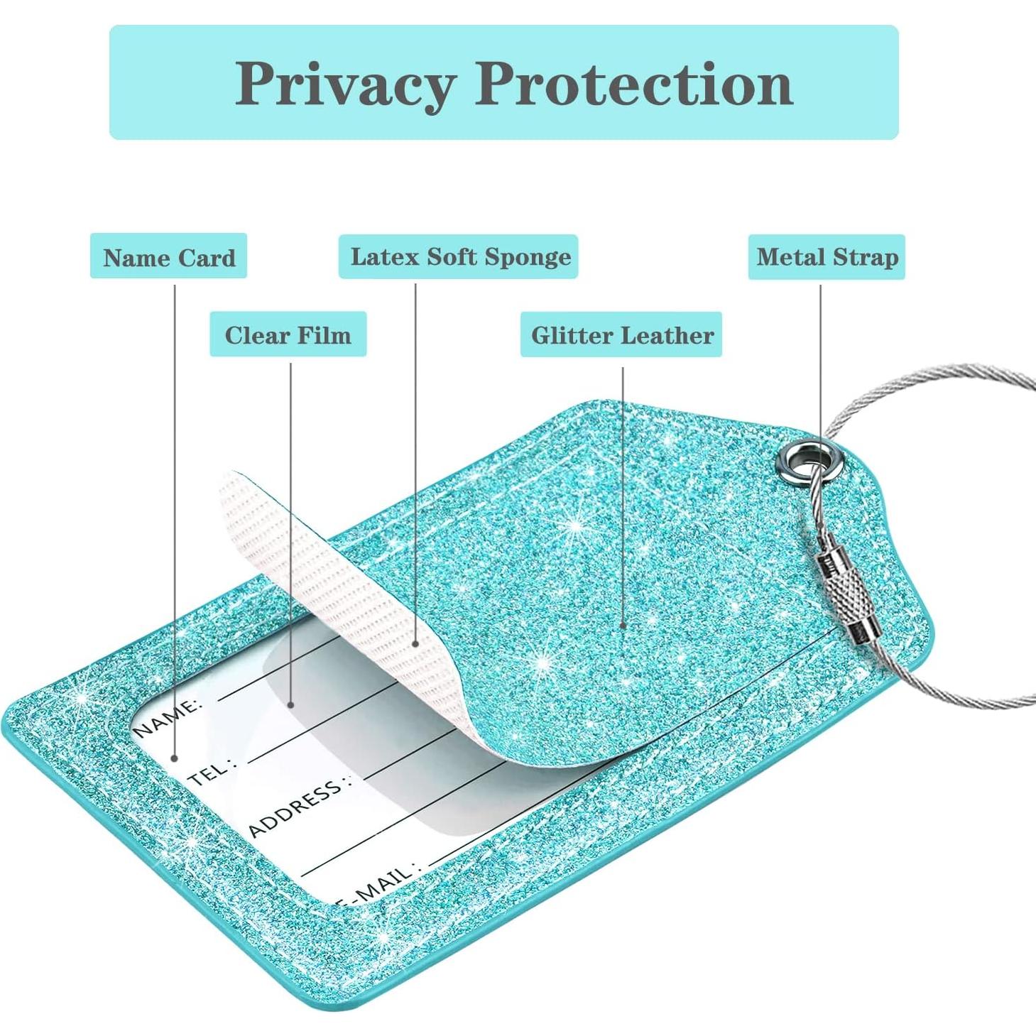 Juego de 2 Etiquetas de Equipaje Coco Rossi Cuero Brillo Tiffany