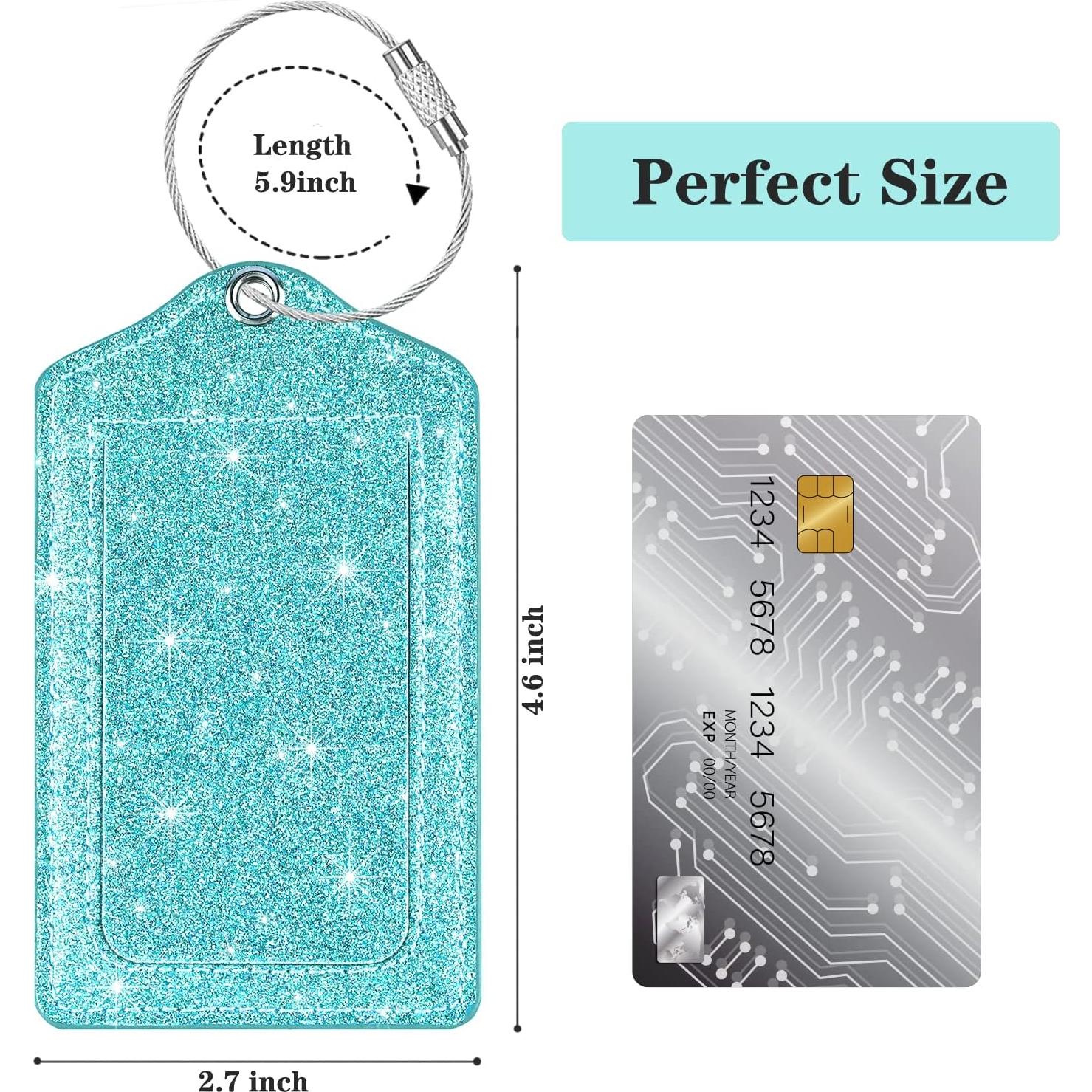 Juego de 2 Etiquetas de Equipaje Coco Rossi Cuero Brillo Tiffany