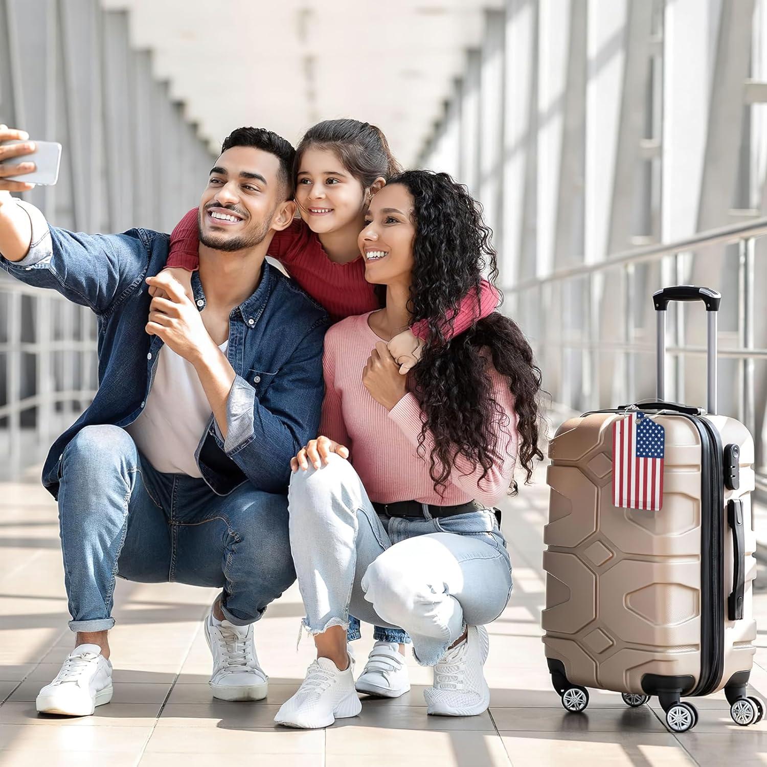 Etiqueta de Equipaje SKYDAWNY Bandera Americana Set de 2