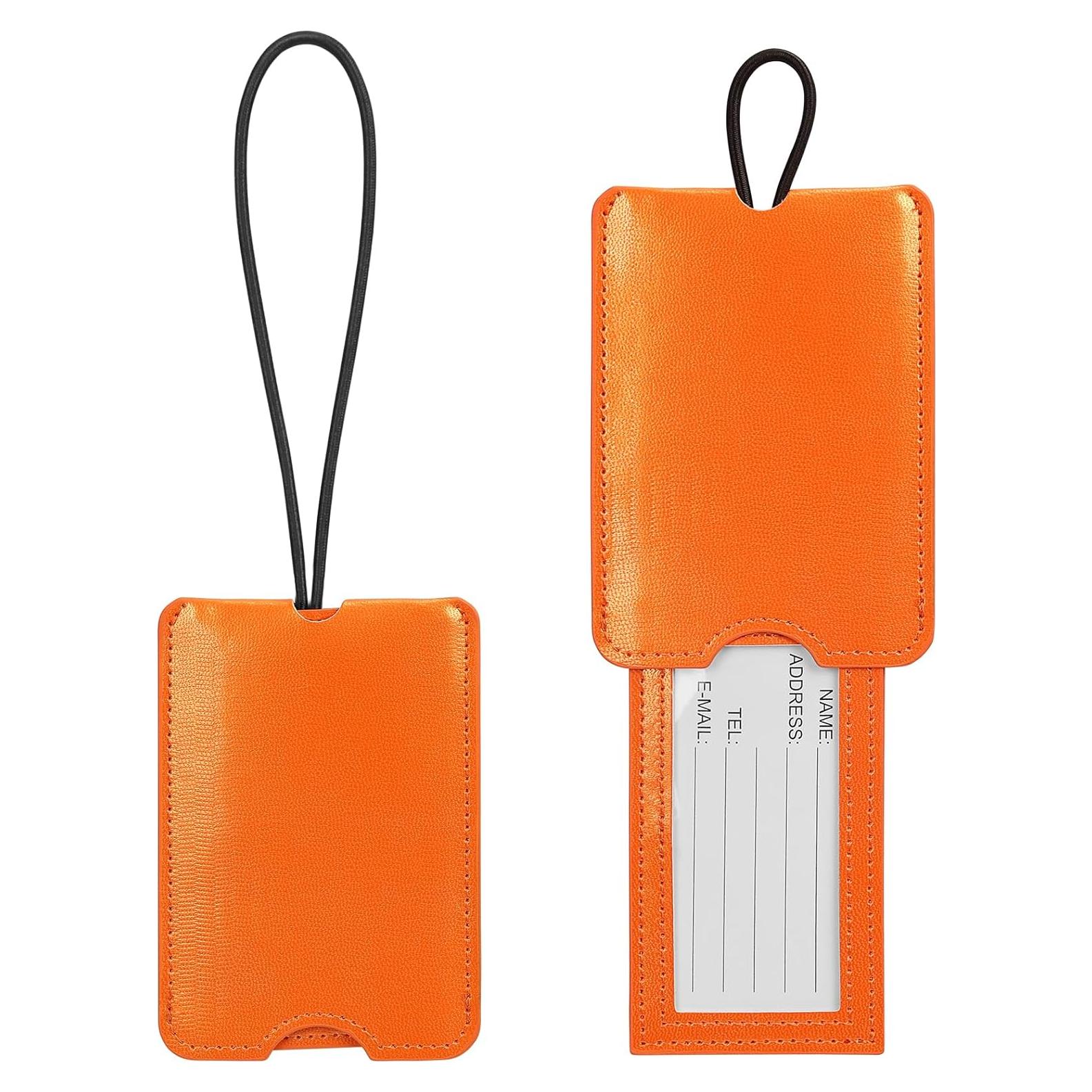 Etiquetas de Equipaje FYY - 2 Piezas de Cuero PU Naranja