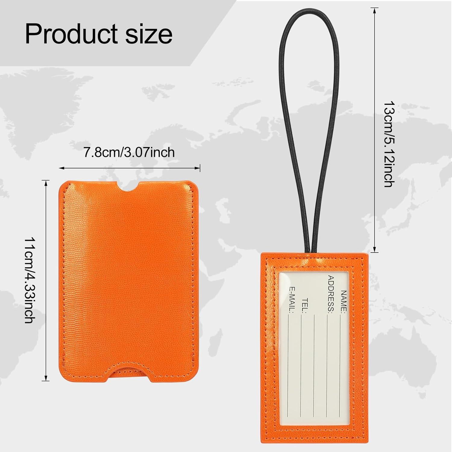 Etiquetas de Equipaje FYY - 2 Piezas de Cuero PU Naranja