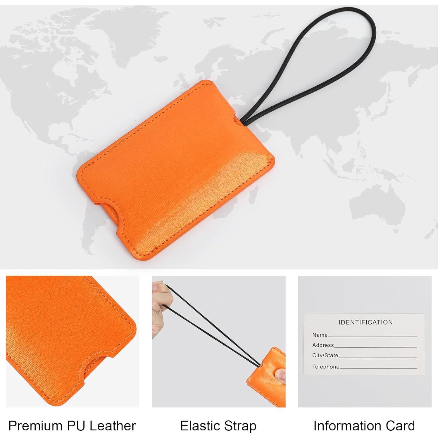 Etiquetas de Equipaje FYY - 2 Piezas de Cuero PU Naranja