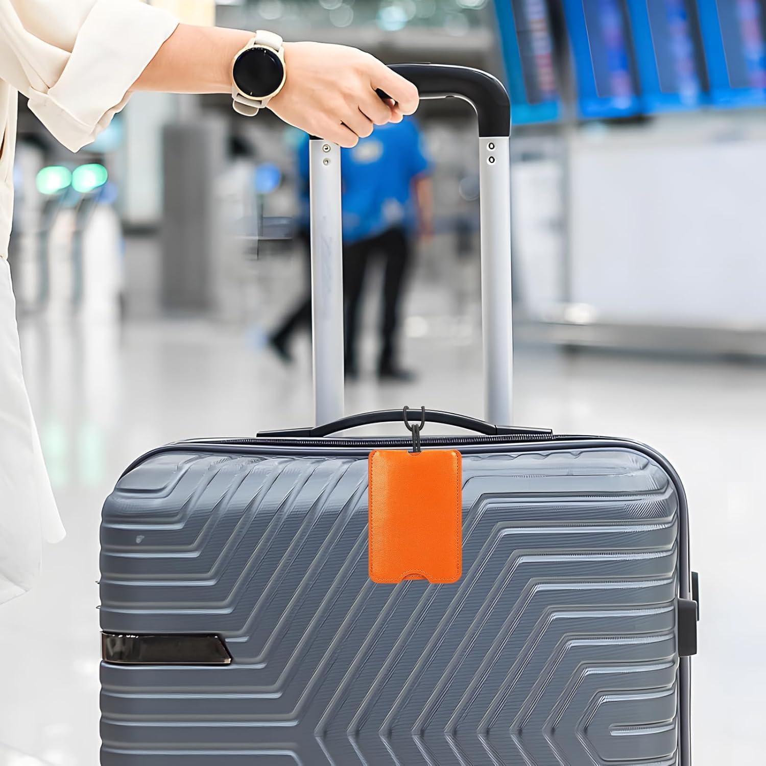 Etiquetas de Equipaje FYY - 2 Piezas de Cuero PU Naranja