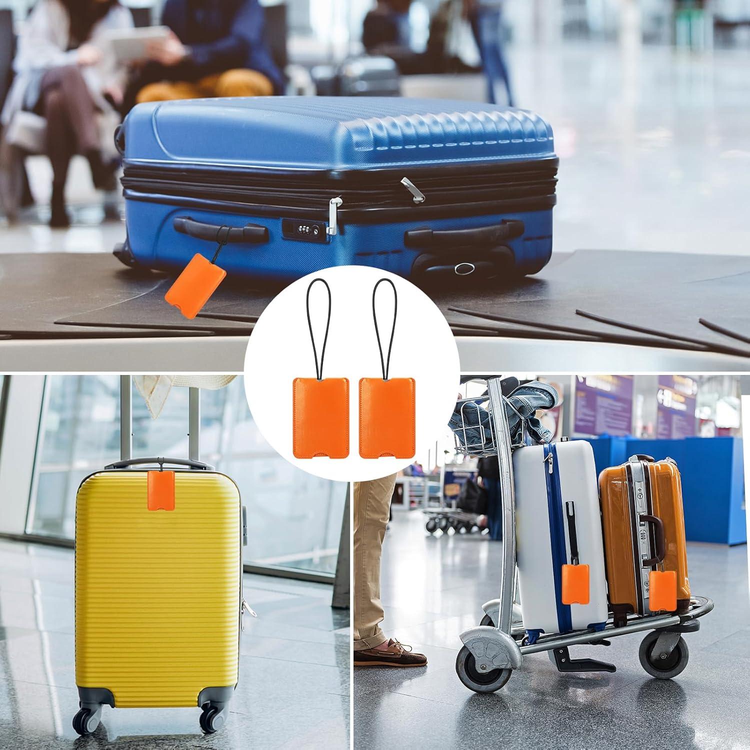 Etiquetas de Equipaje FYY - 2 Piezas de Cuero PU Naranja