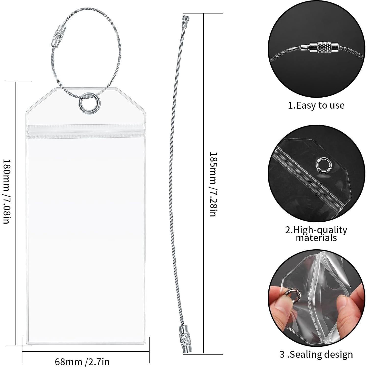8 Soportes de Etiquetas de Equipaje RUGLAMZHIP Transparentes