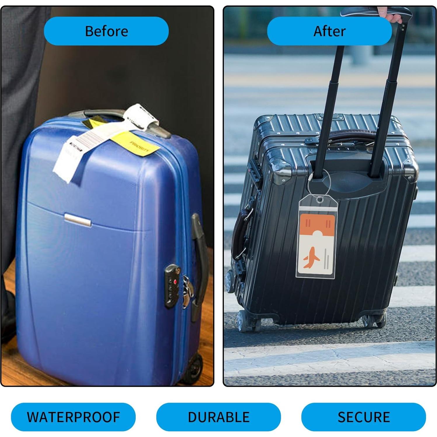 8 Soportes de Etiquetas de Equipaje RUGLAMZHIP Transparentes