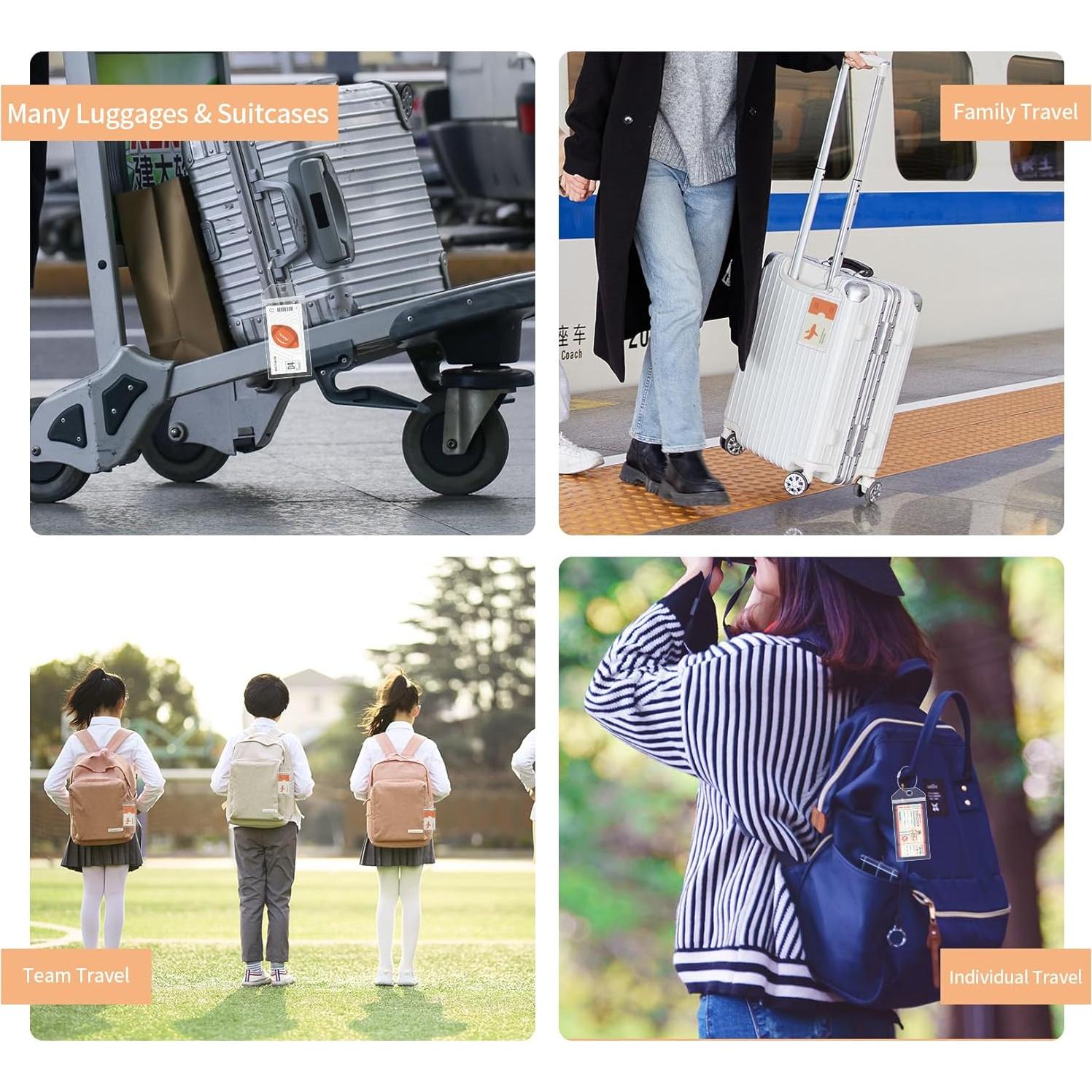 8 Soportes de Etiquetas de Equipaje RUGLAMZHIP Transparentes