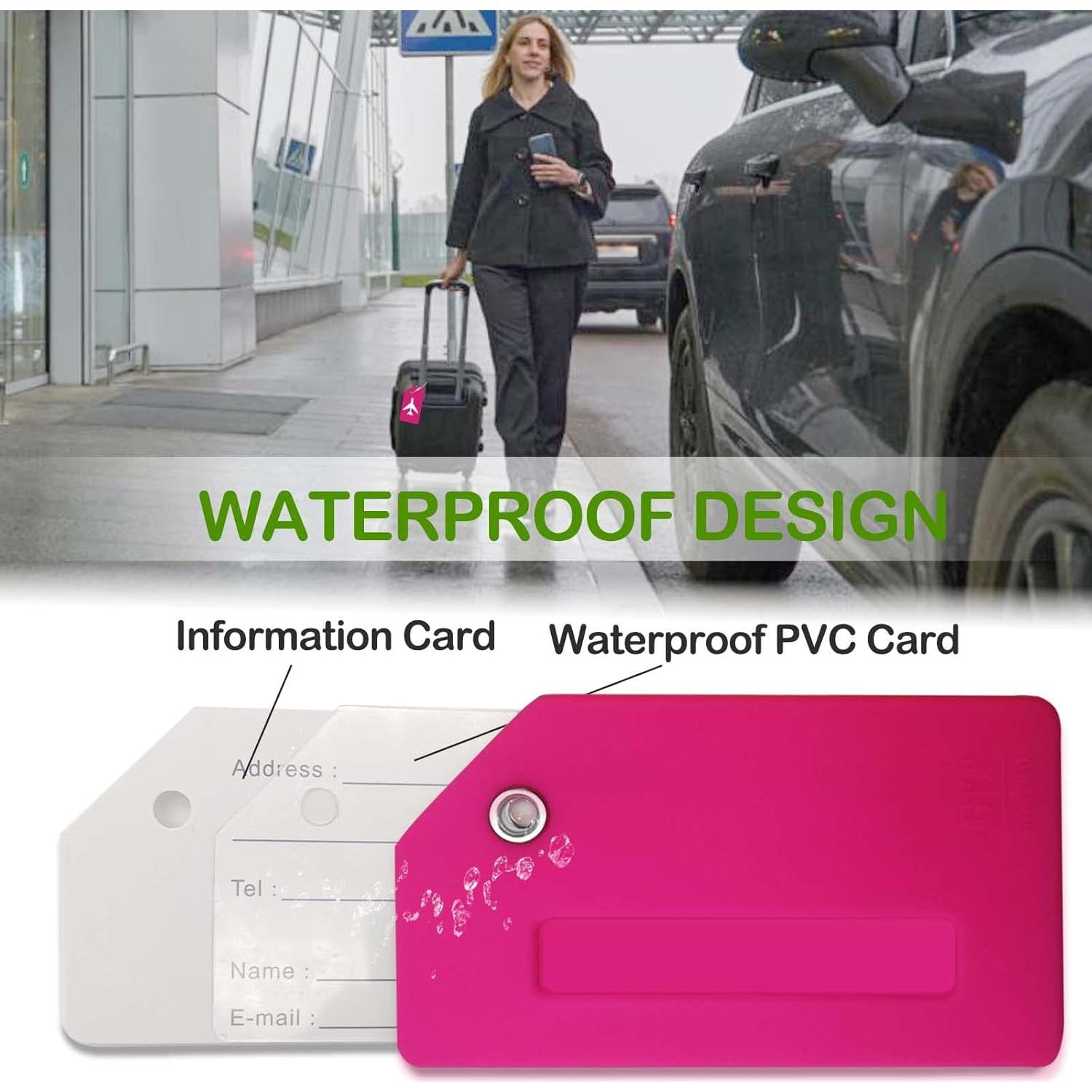 Etiquetas de Equipaje M-sorflly 2Pcs Silicona Flexible Rosa Neón