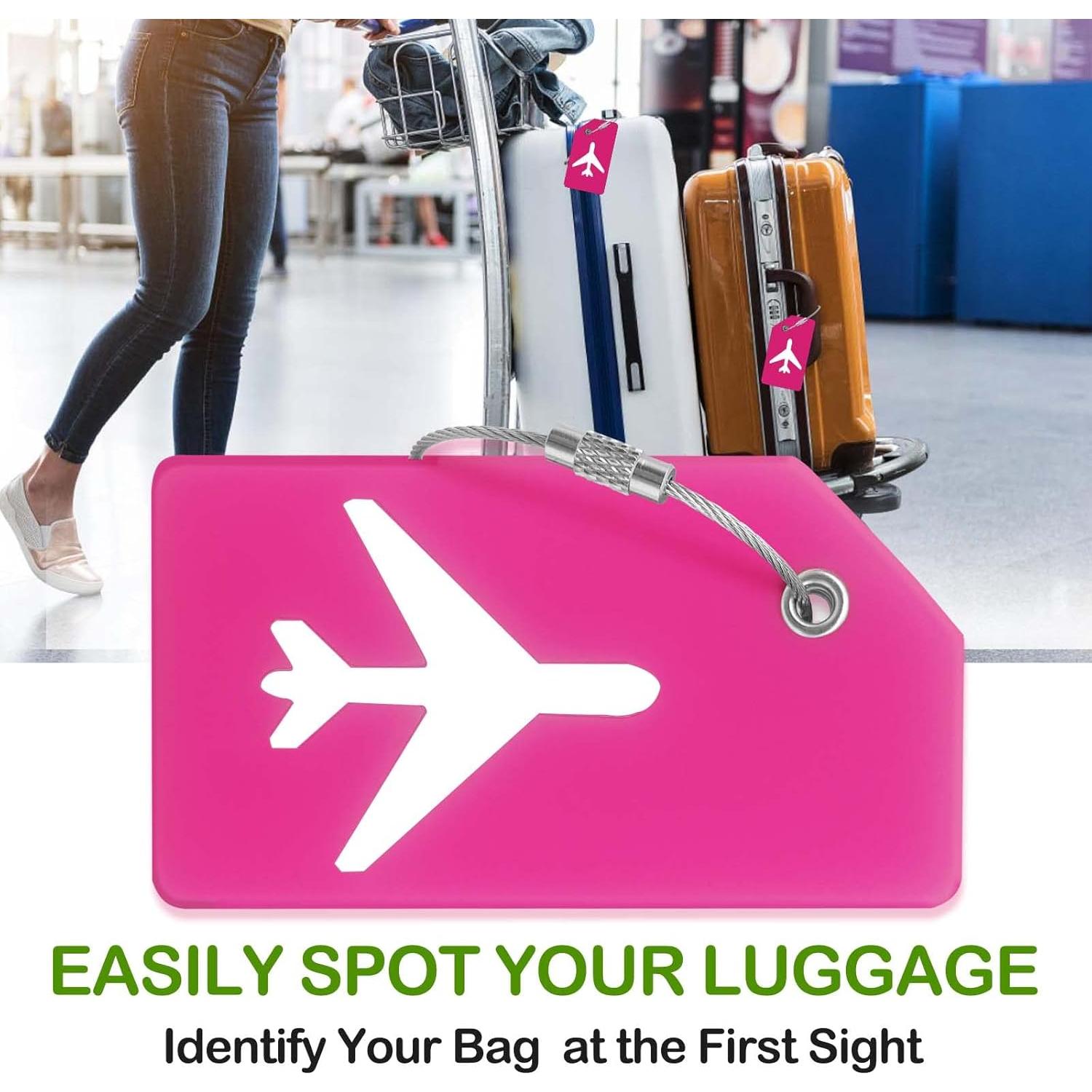 Etiquetas de Equipaje M-sorflly 2Pcs Silicona Flexible Rosa Neón