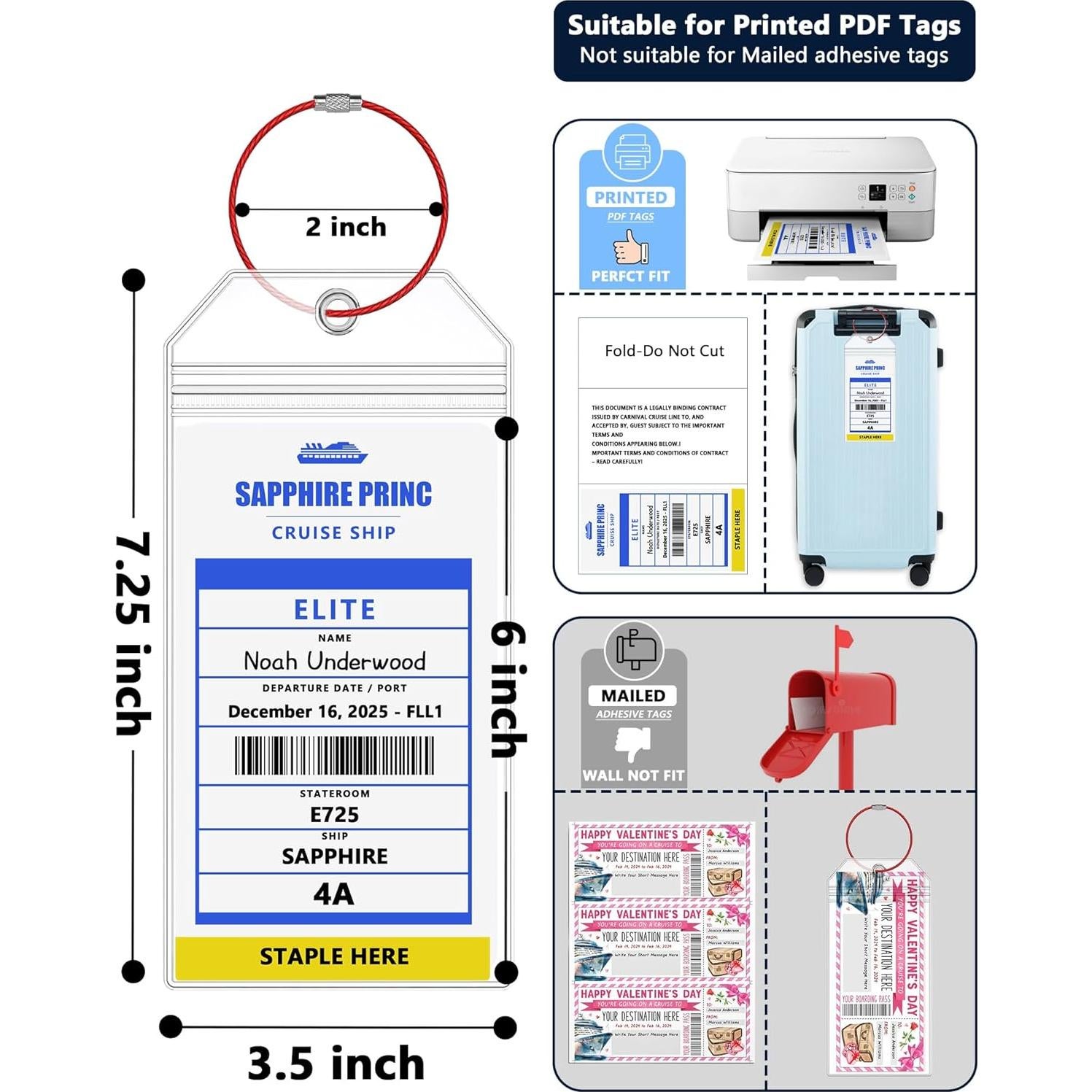Soporte para Etiquetas de Equipaje Boduoyejieyi - 5 Paquetes, PVC Claro