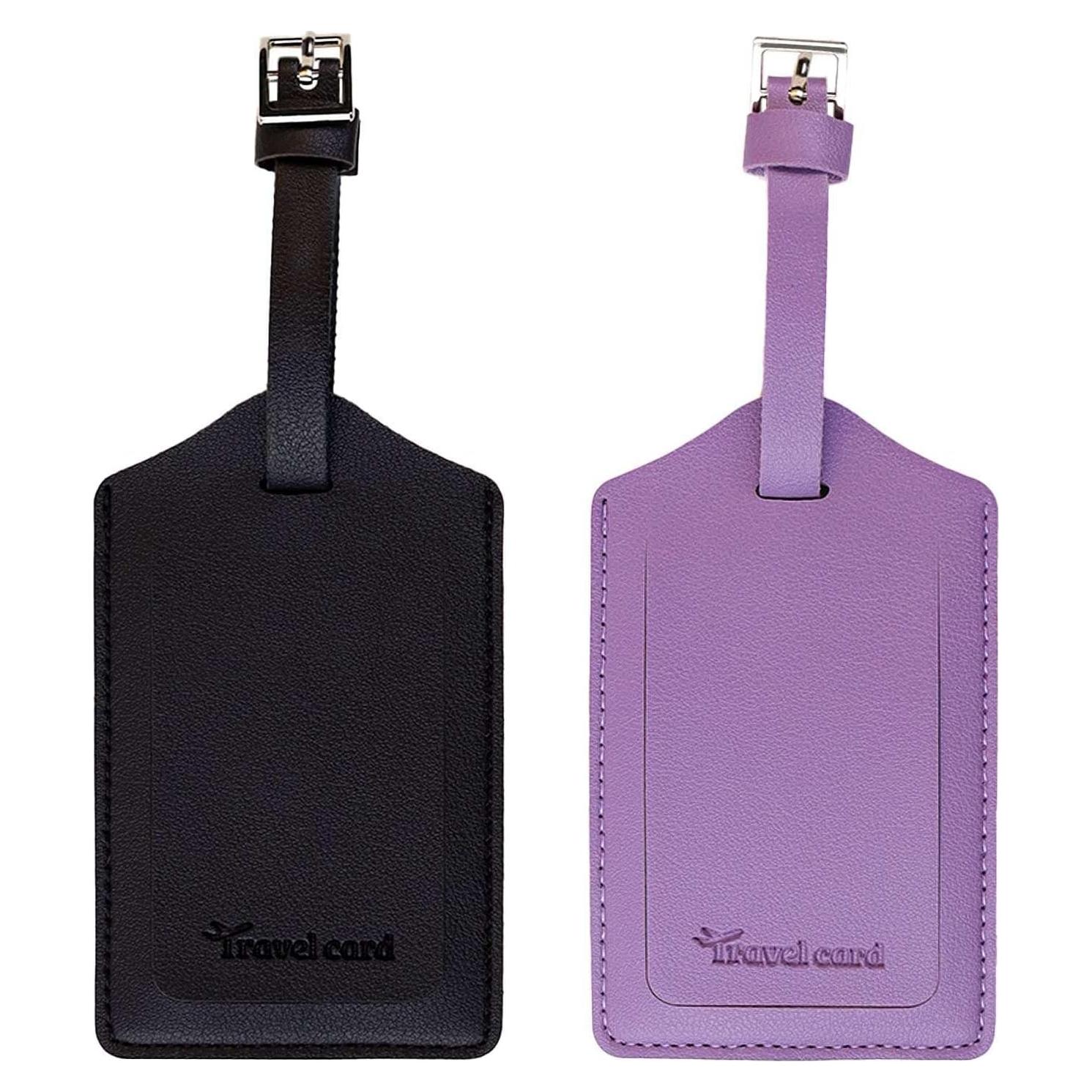 2 Etiquetas de Equipaje de Cuero TKYPZY con Protección Privacidad