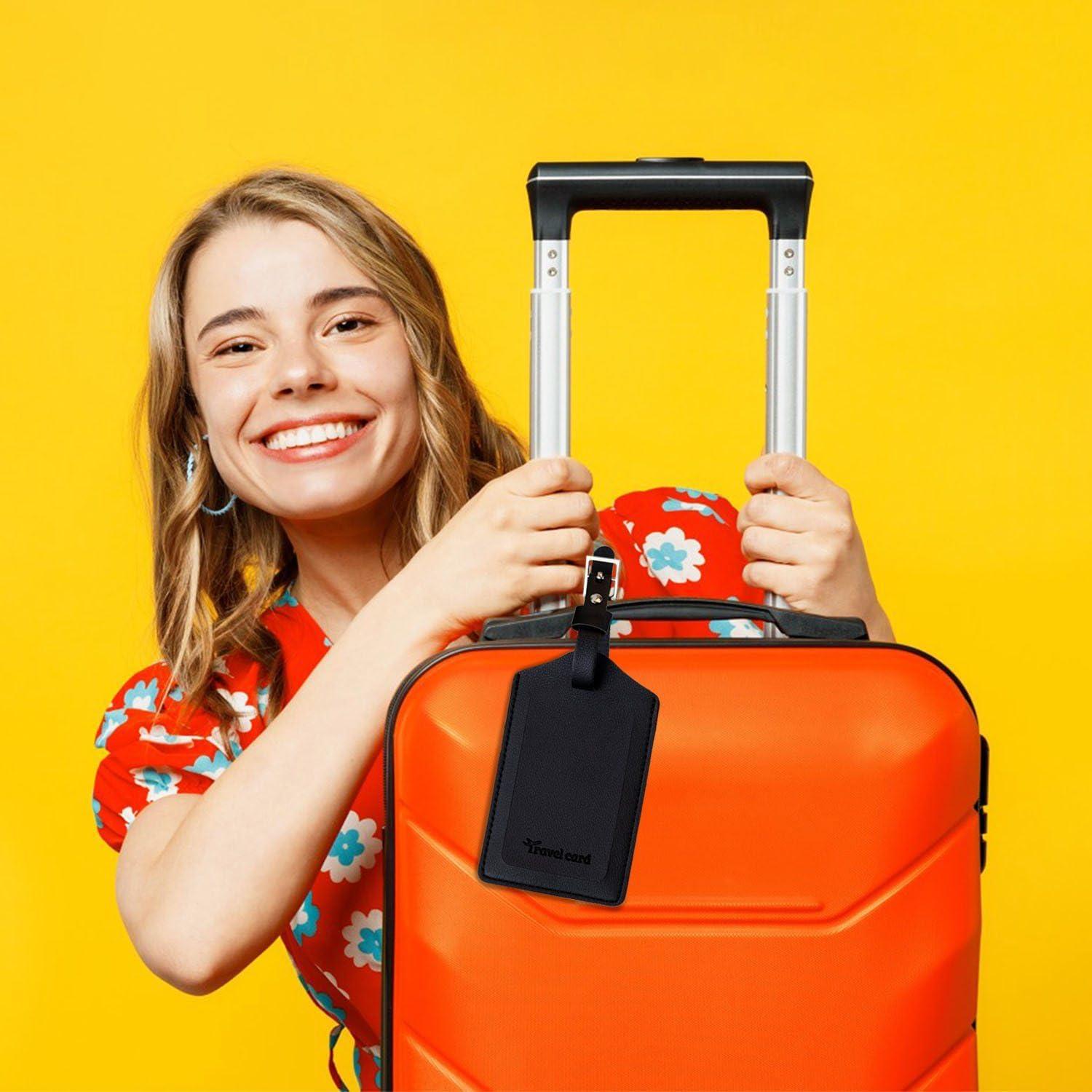 2 Etiquetas de Equipaje de Cuero TKYPZY con Protección Privacidad