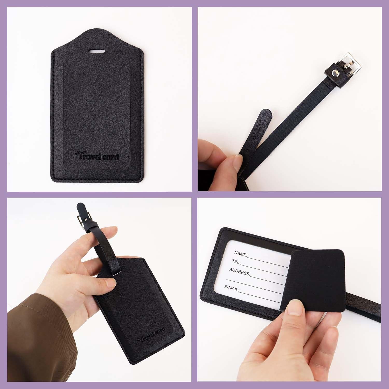 2 Etiquetas de Equipaje de Cuero TKYPZY con Protección Privacidad