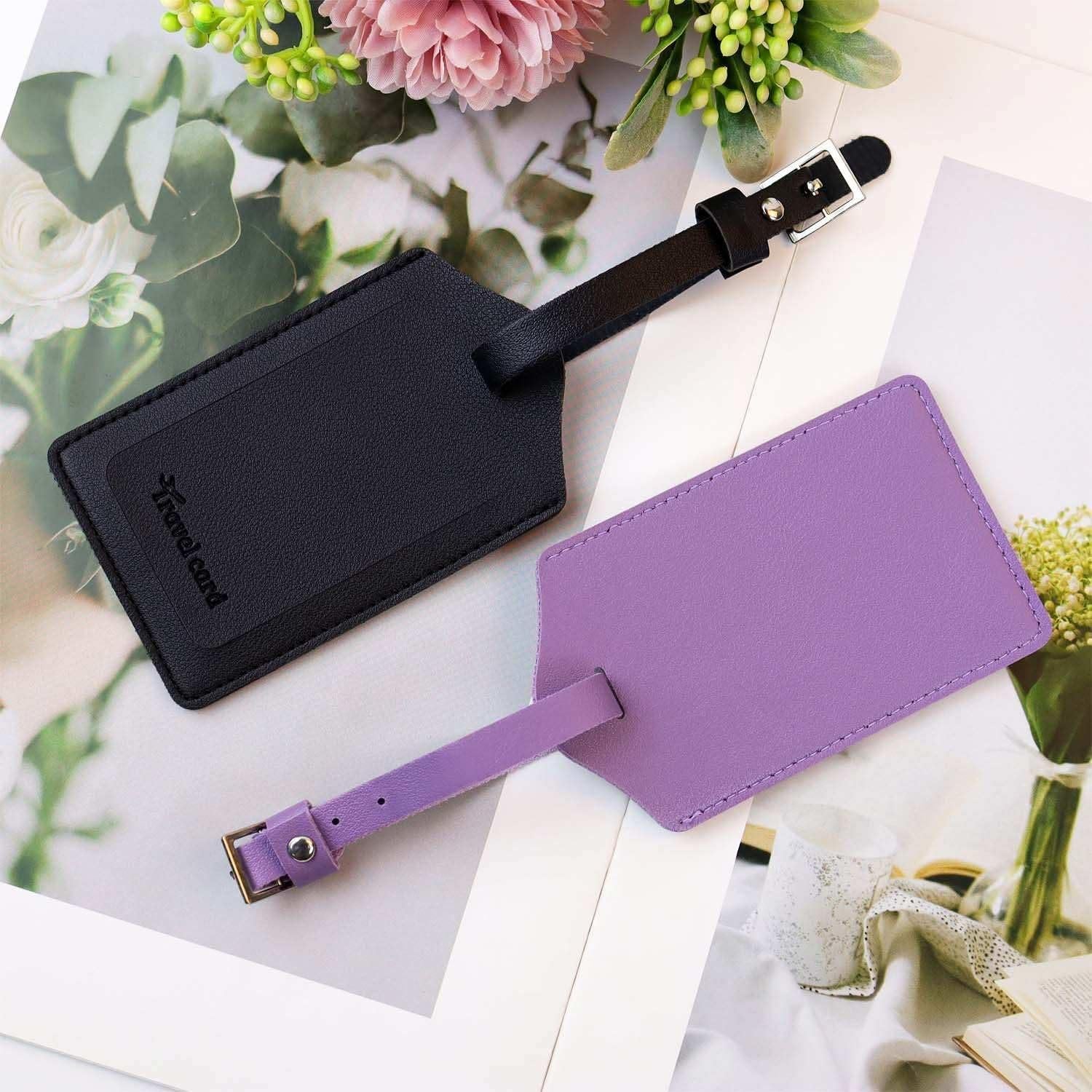 2 Etiquetas de Equipaje de Cuero TKYPZY con Protección Privacidad