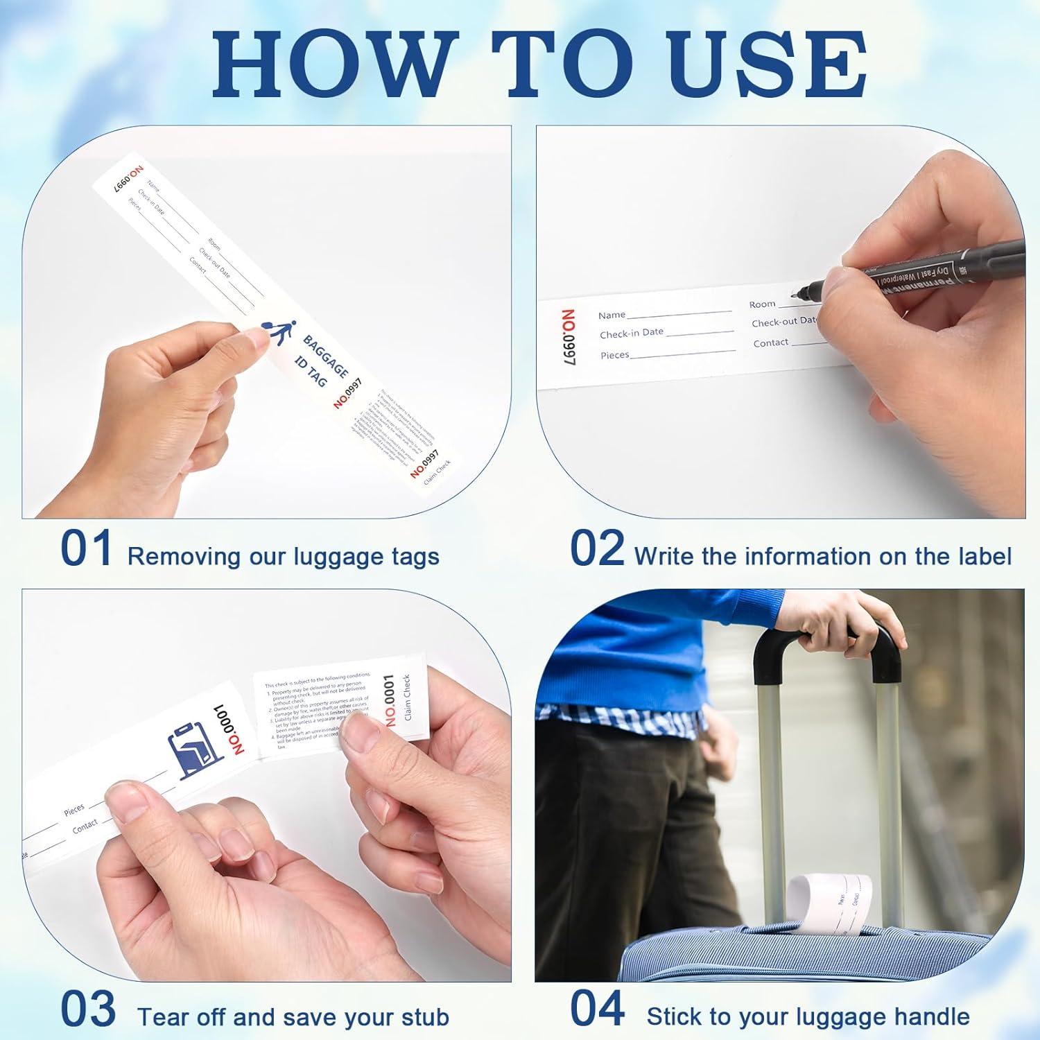 1000 Etiquetas de Papel para Equipaje DOSTATNI Blancas 3.3x25.9cm