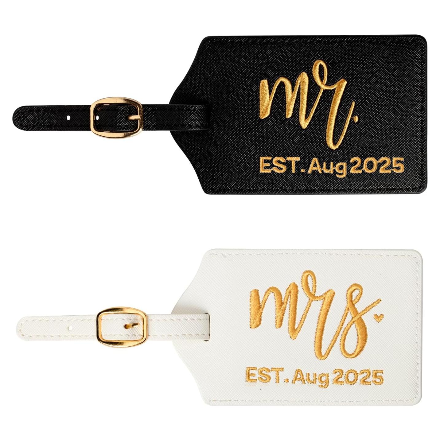 Etiqueta de Equipaje Bordada Mr y Mrs con Fecha Est. 2025