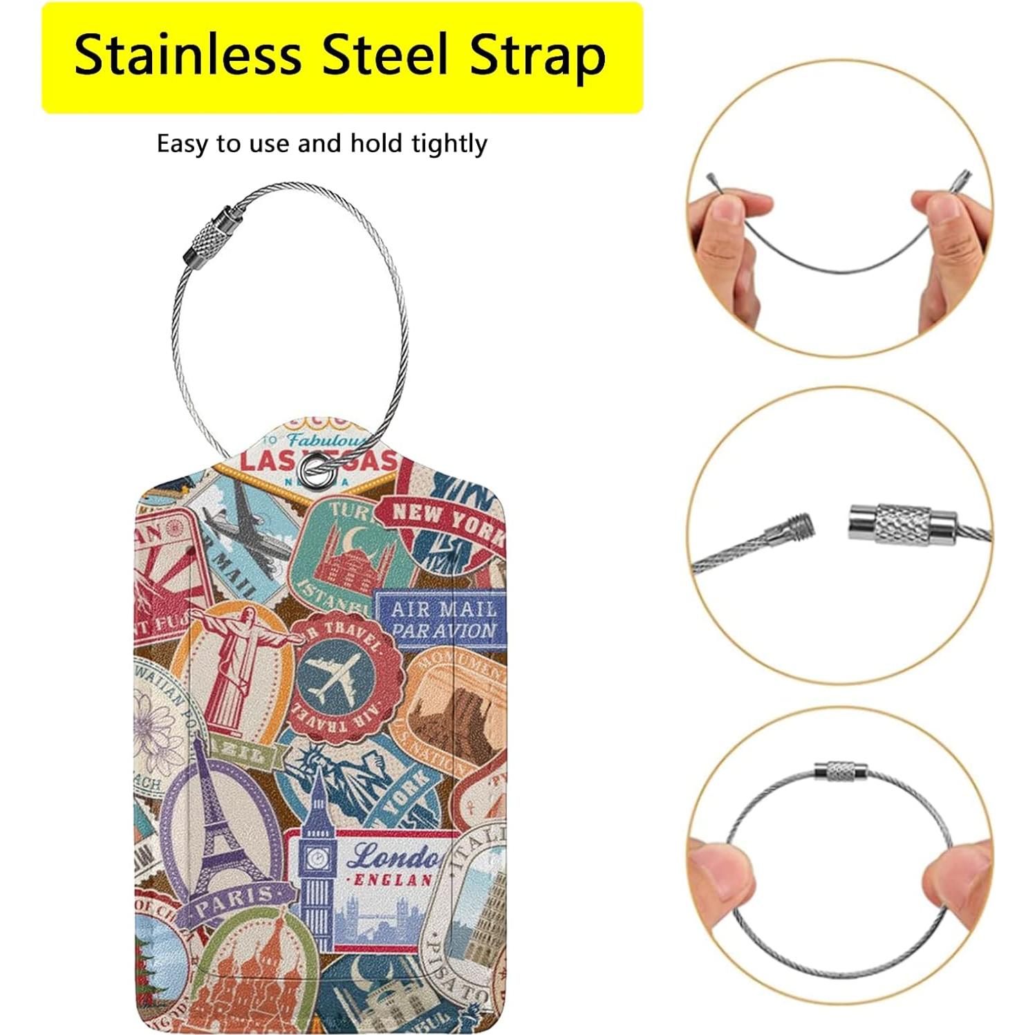 Etiquetas de Equipaje GAMSJM 2 PCS Cuero Sello de Viaje