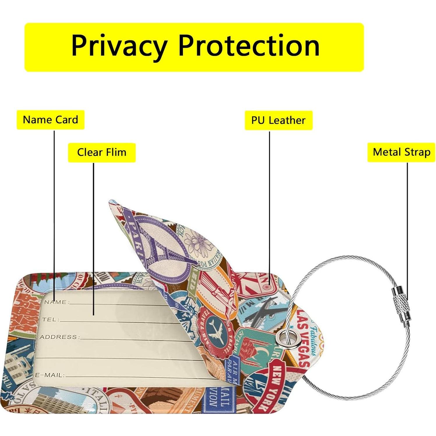 Etiquetas de Equipaje GAMSJM 2 PCS Cuero Sello de Viaje