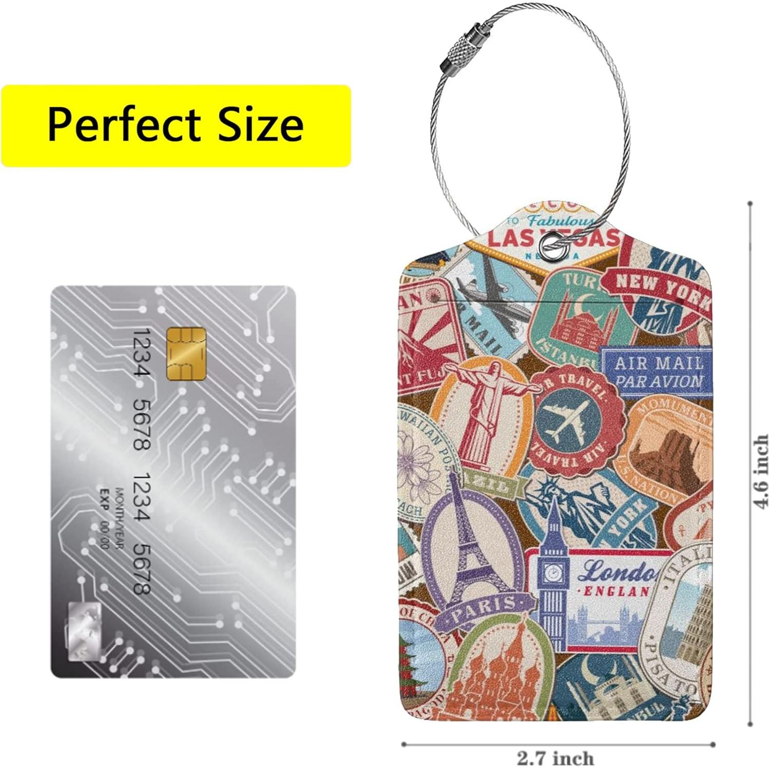 Etiquetas de Equipaje GAMSJM 2 PCS Cuero Sello de Viaje