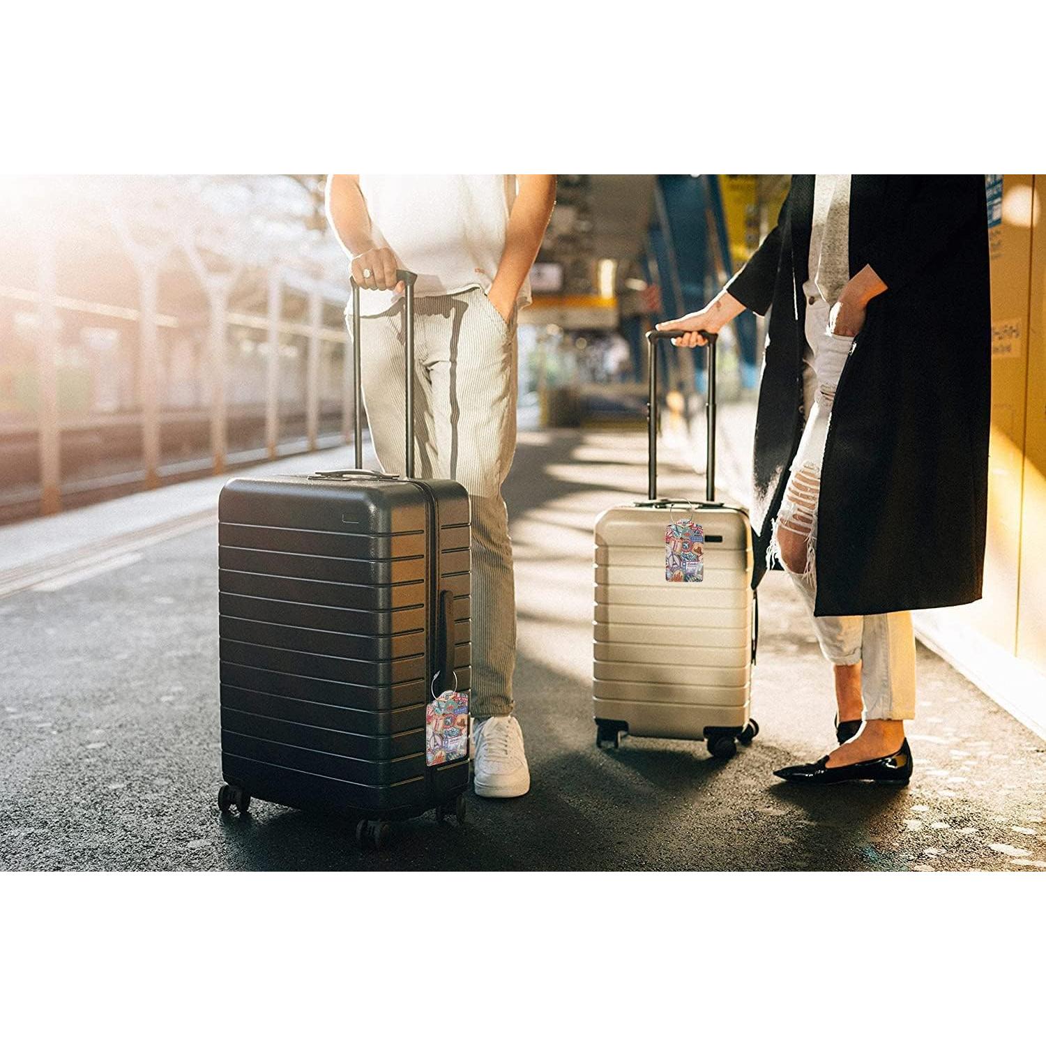 Etiquetas de Equipaje GAMSJM 2 PCS Cuero Sello de Viaje