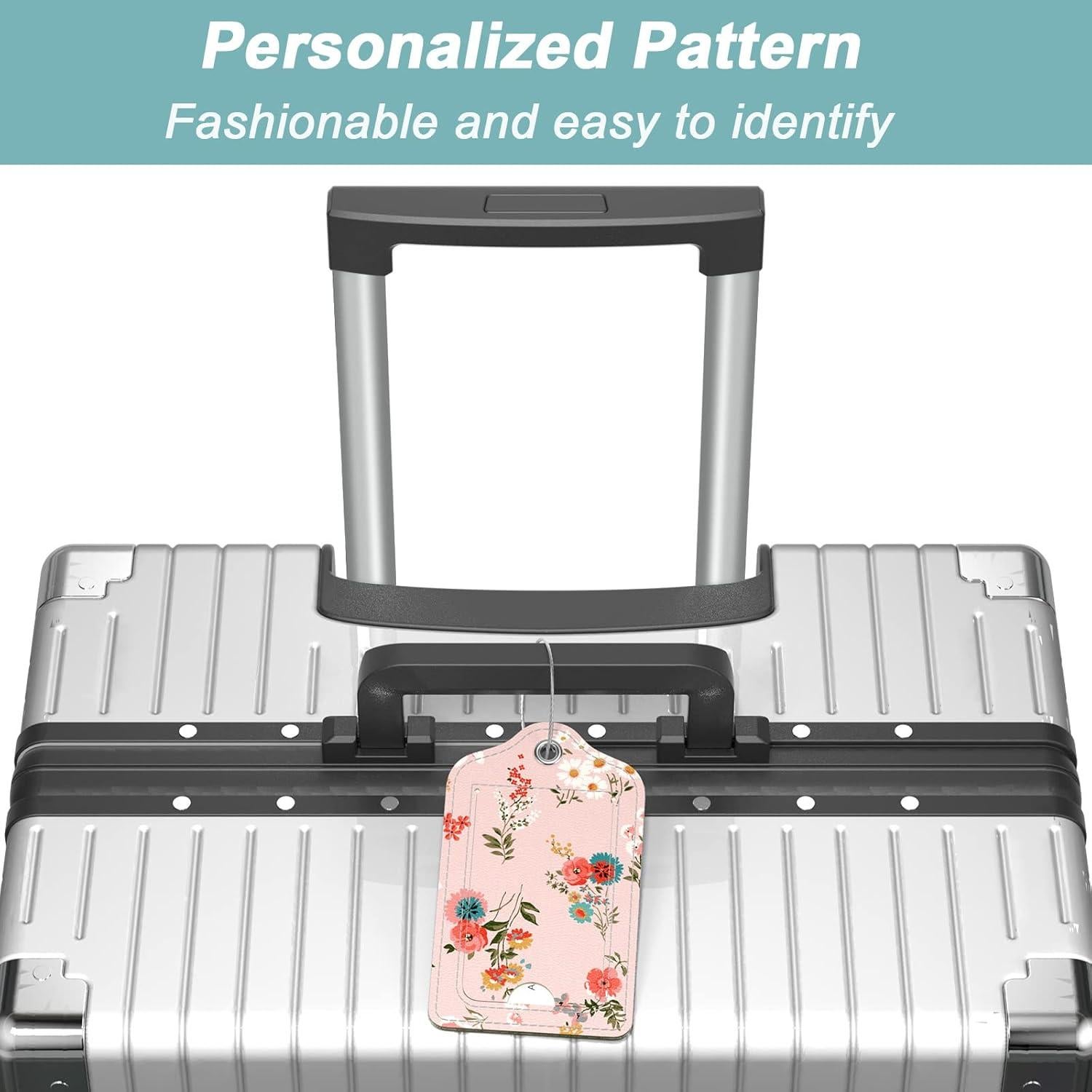 Etiquetas de Equipaje Rimilak 3 Pcs Cuero Sintético Flores