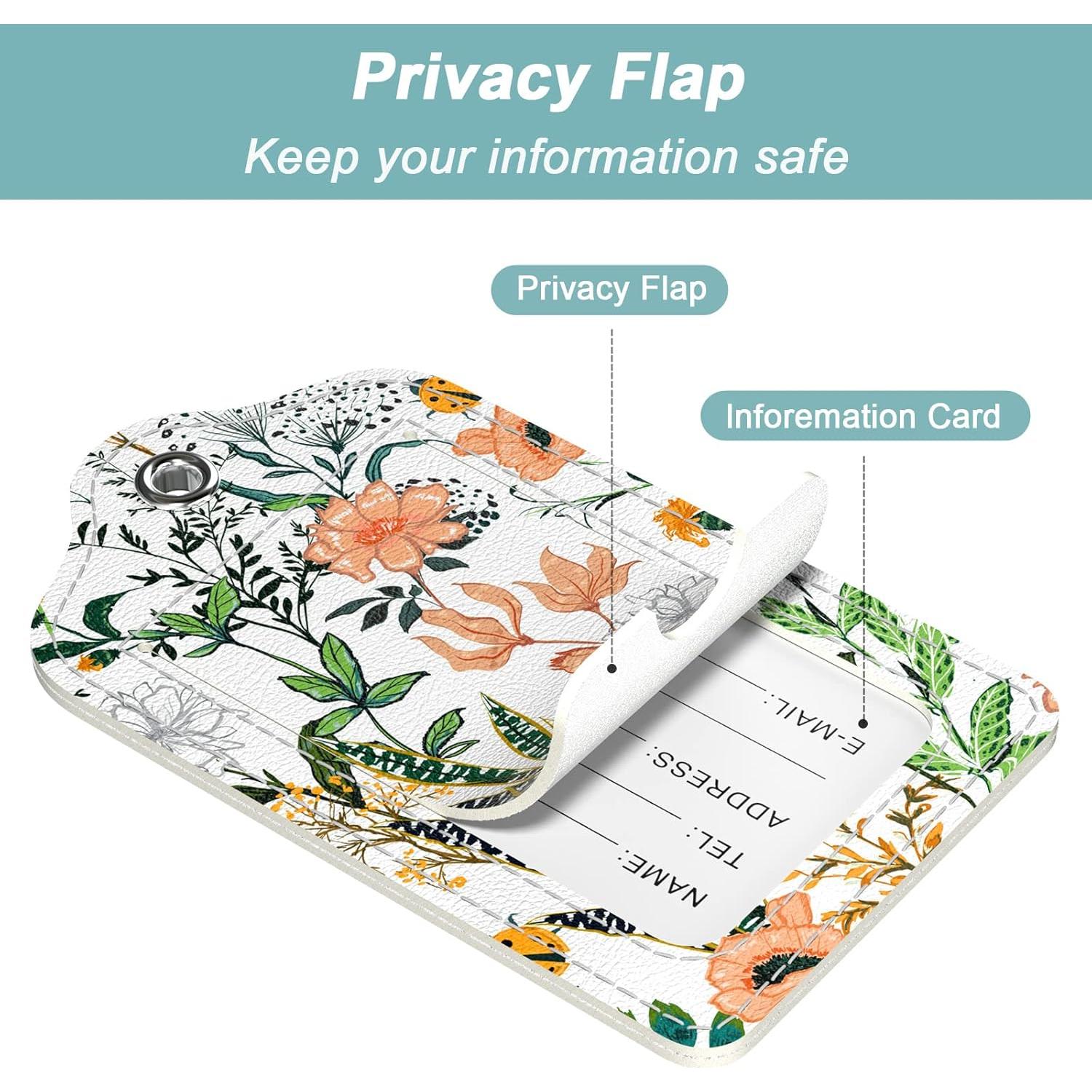 Etiquetas de Equipaje Rimilak 3 Pcs Cuero Sintético Flores