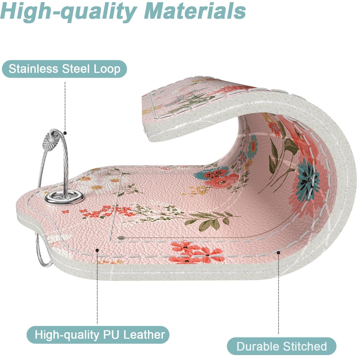 Etiquetas de Equipaje Rimilak 3 Pcs Cuero Sintético Flores
