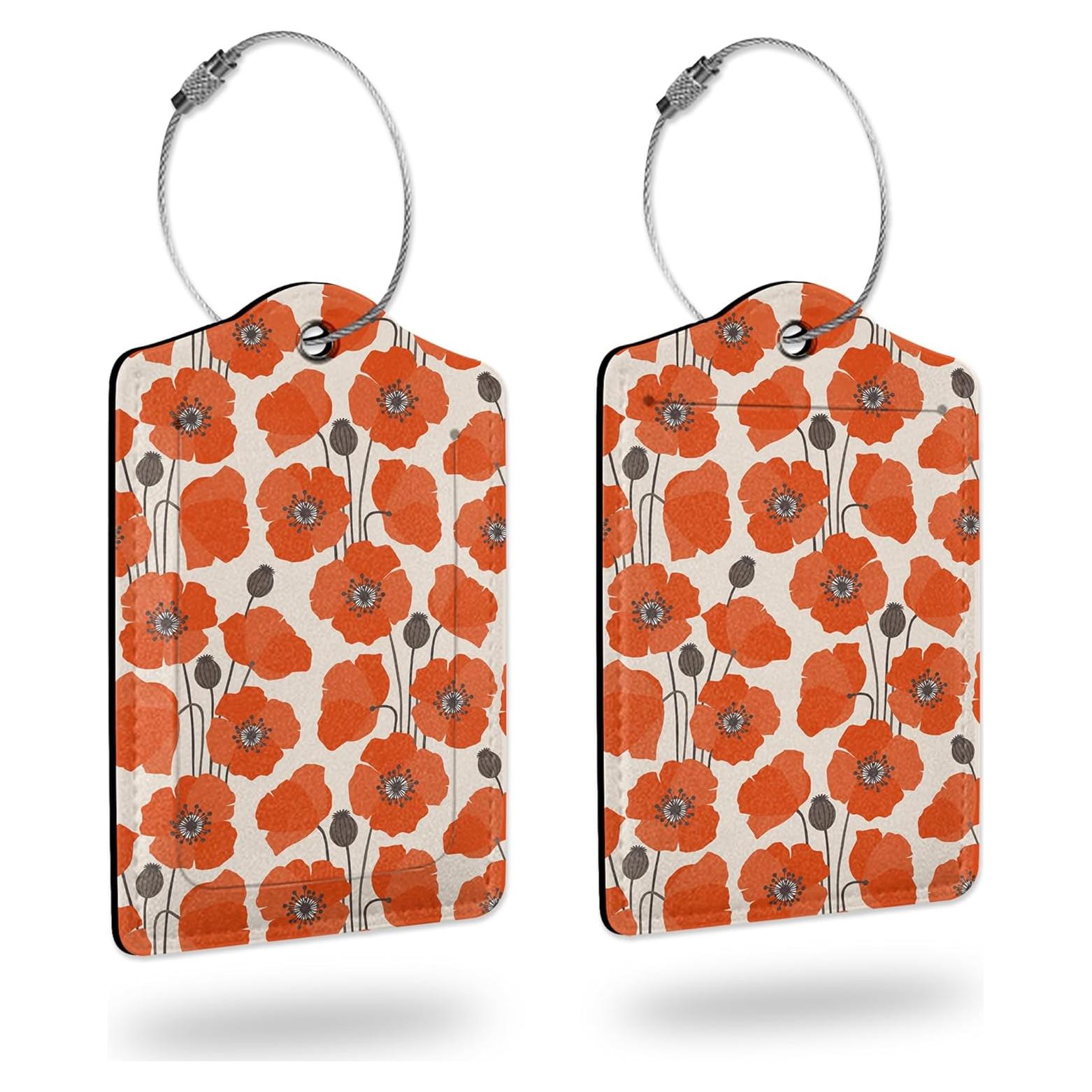 Etiqueta de Equipaje Smoaffly Flor Poppy Vintage 2 Piezas