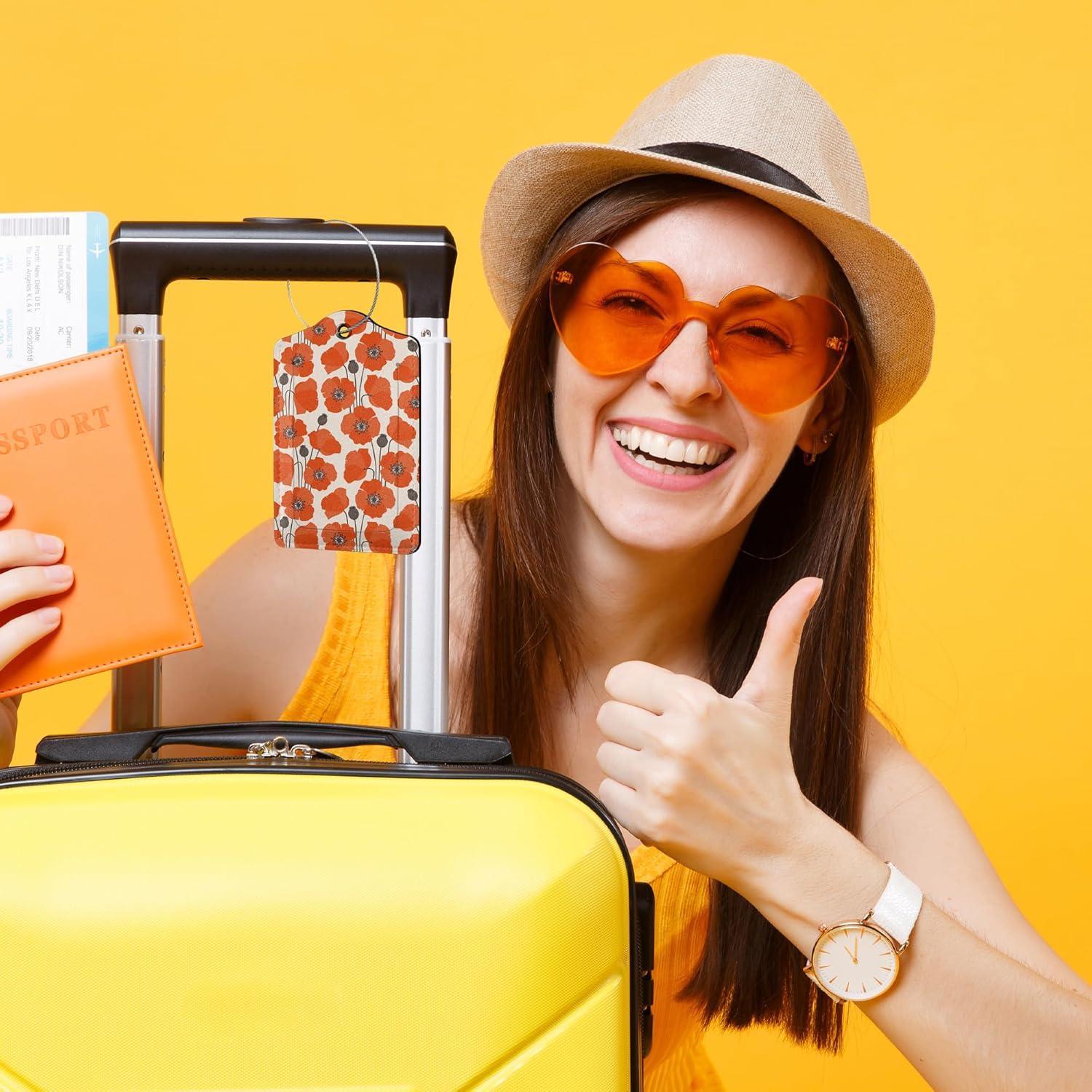 Etiqueta de Equipaje Smoaffly Flor Poppy Vintage 2 Piezas